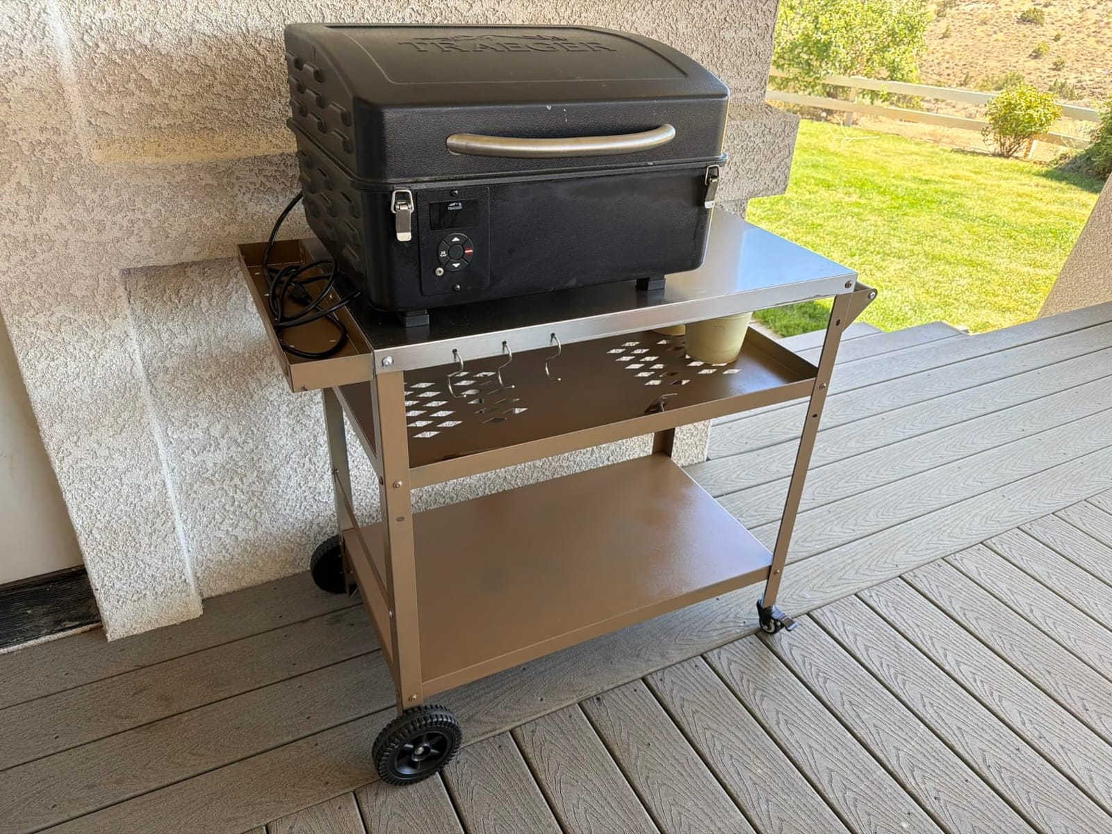 Spurgehom Outdoor Grill Cart, Pizza Oven Stand Table with Wheels | Dining Cart for Outside Patio, Movable Kitchen Cooking Prep Table BBQ Cart with Mesh Racks for Home Party, Bar, Camping customer photo 2