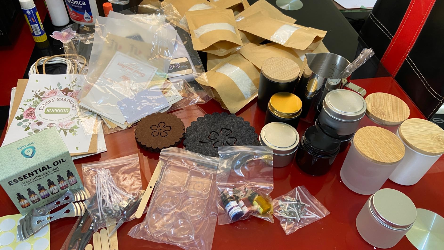 DOPXXBB Complete Candle Making Kit, DIY Candle Making Supplies for Adults, Include Soy Wax, Candle Cups & Tins Candle Wicks & Light Aroma Type Scents, Liquid Dyes & More customer photo 1