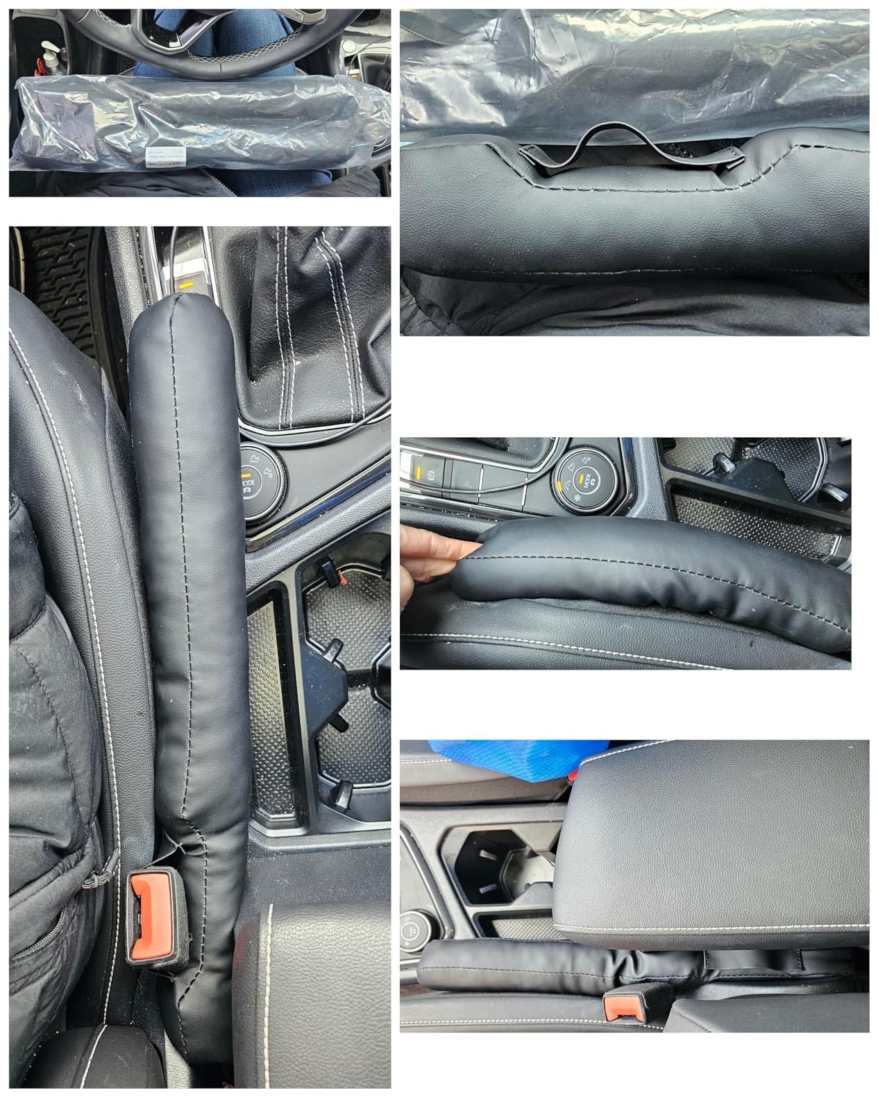 Leather Car Seat Gap Filler Universal for Car Truck SUV to Block The Gap Between Seat and Console Stop Things from Dropping 2 Sets Black customer photo 2