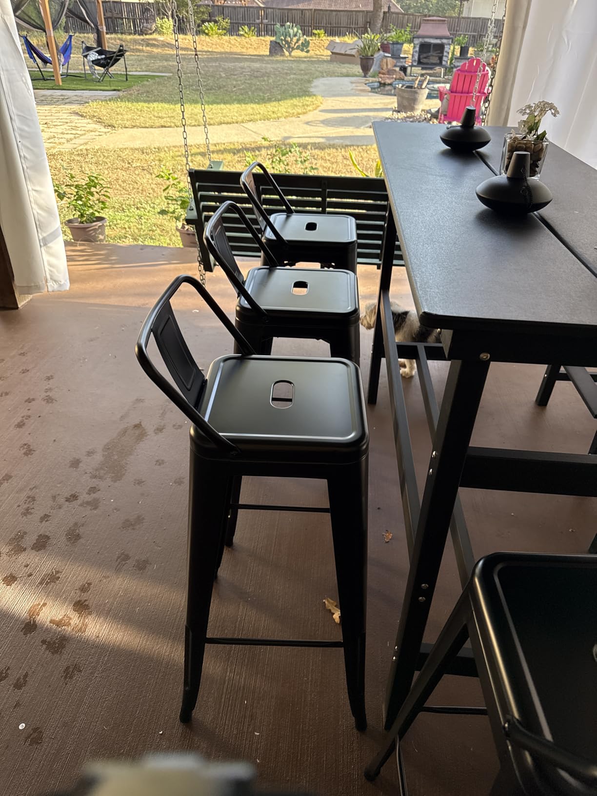 Yaheetech 30 Inch Metal Bar Stools Set of 4 Bar Chairs with Low Back, Black customer photo 1