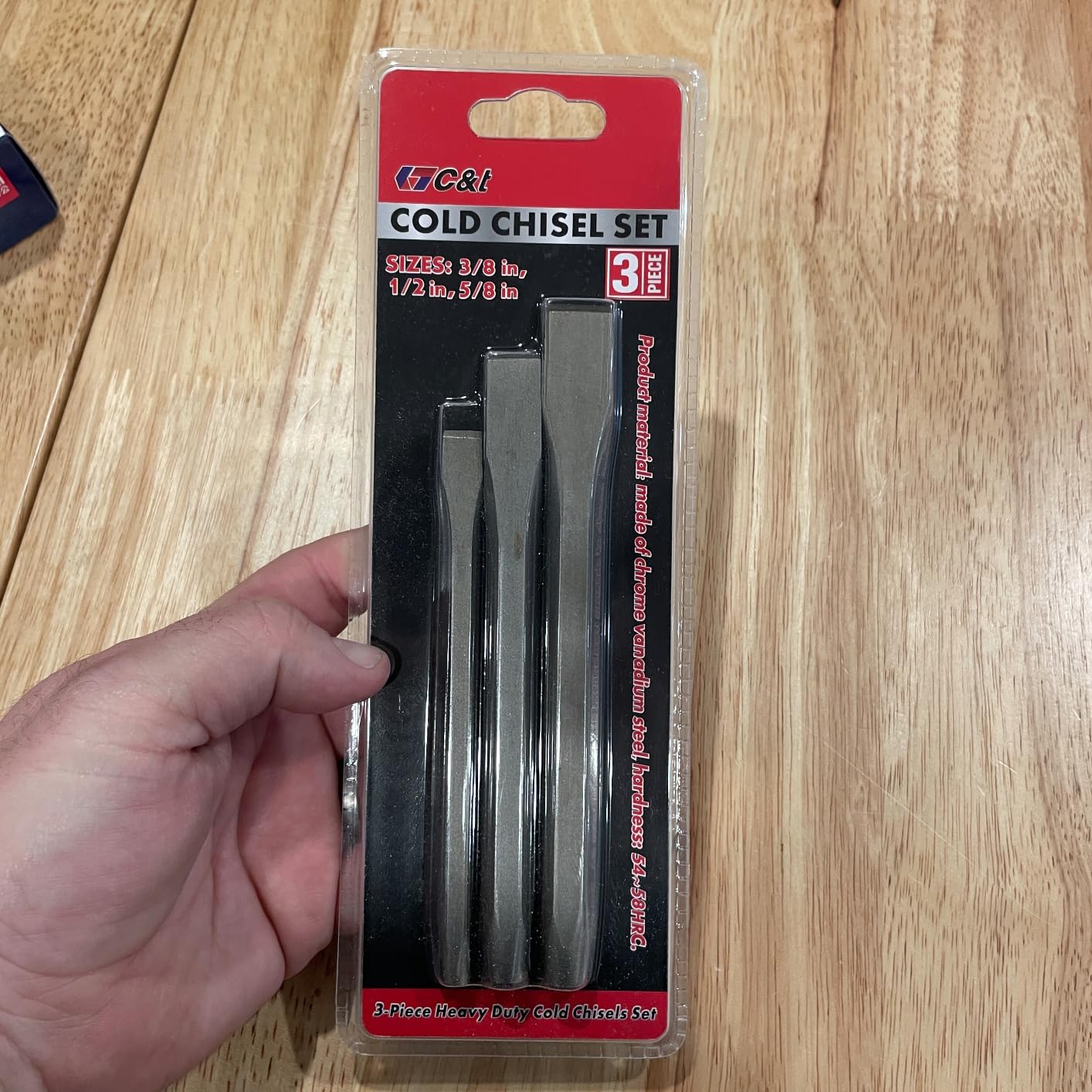 C&T 3-Piece Heavy Duty All Purpose Cold Chisels Kit, 3/8, 1/2, 5/8 in customer photo 1