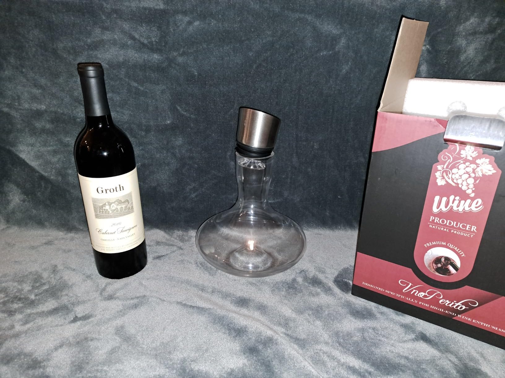 Wine Decanter,Red Wine Carafe,Decanter with Built-in Aerator Pourer, 100% Hand Blown Lead-free Crystal Glass with Stainless Steel Pourer Lid, Filter, Wine Gifts for Men customer photo 1