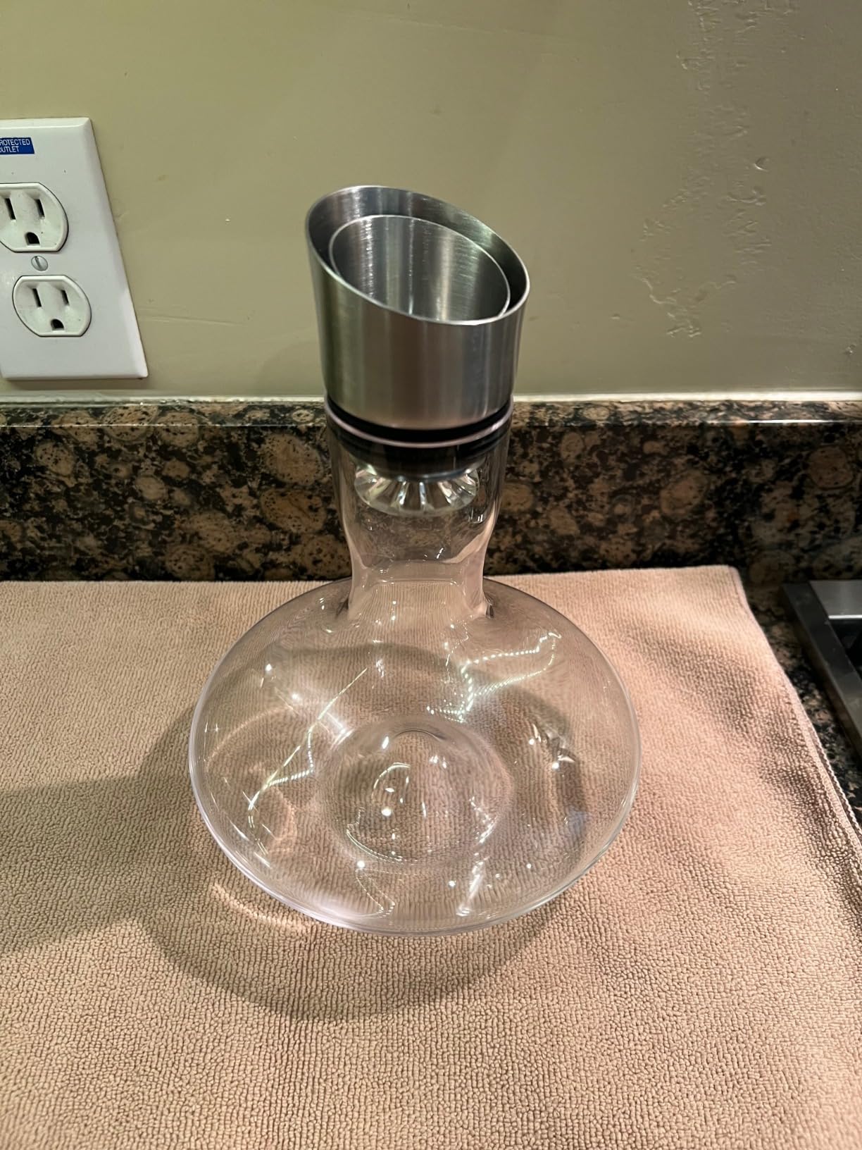 Wine Decanter,Red Wine Carafe,Decanter with Built-in Aerator Pourer, 100% Hand Blown Lead-free Crystal Glass with Stainless Steel Pourer Lid, Filter, Wine Gifts for Men customer photo 2