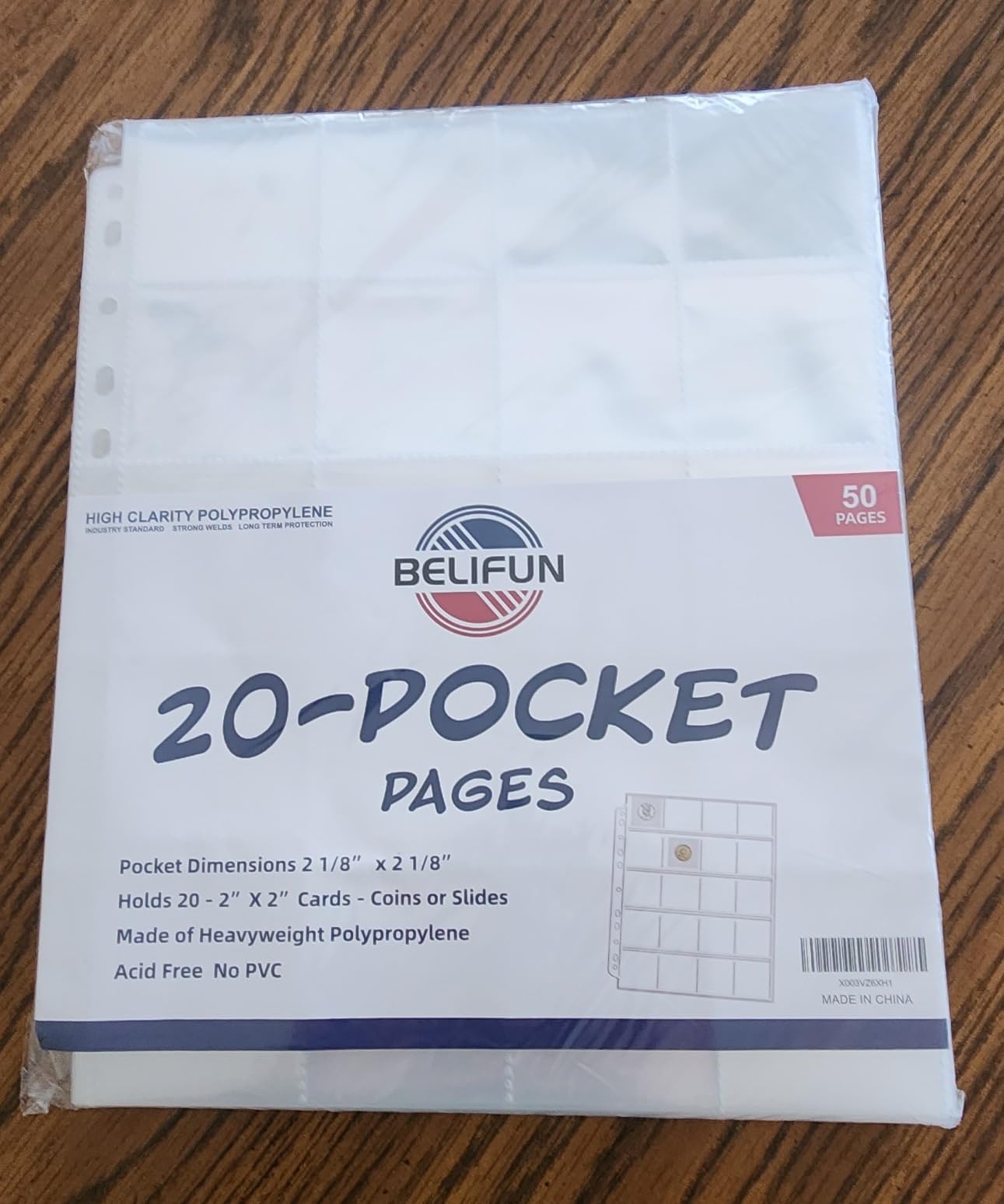 50ct 20-Pocket Coin Pages - Coin Pocket Pages for 2 x 2 Inch Cardboard Coin Holders, 11 Holes for Coin Binder, Coin Collecting Album Protectors, Coin Collection Storage customer photo 2