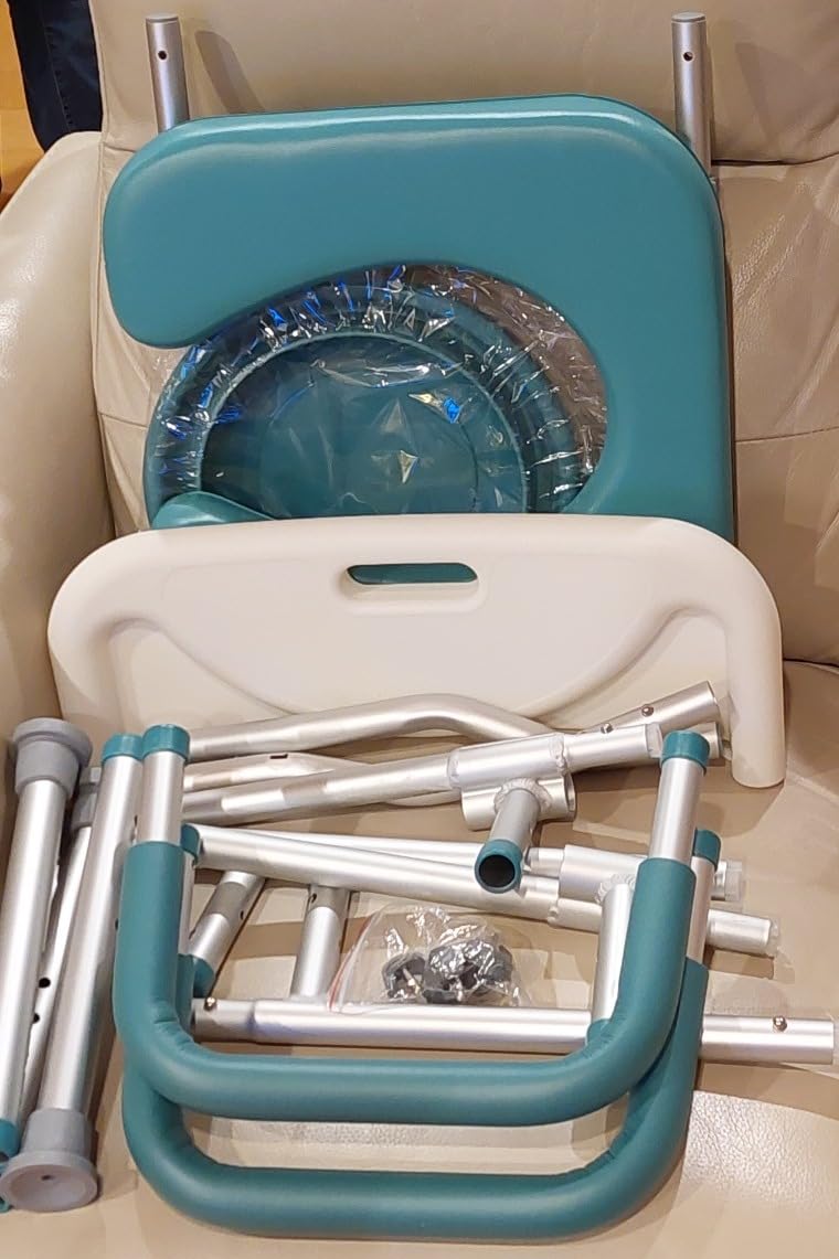 PELEGON Raised Toilet Seat with Handles (400lb) - Adjustable Height & Width Toilet Chair with Arms, Toilet Riser with Handles, Toilet Chair Over Toilet, Handicap Toilet Seat for Elderly (Teal) customer photo 1