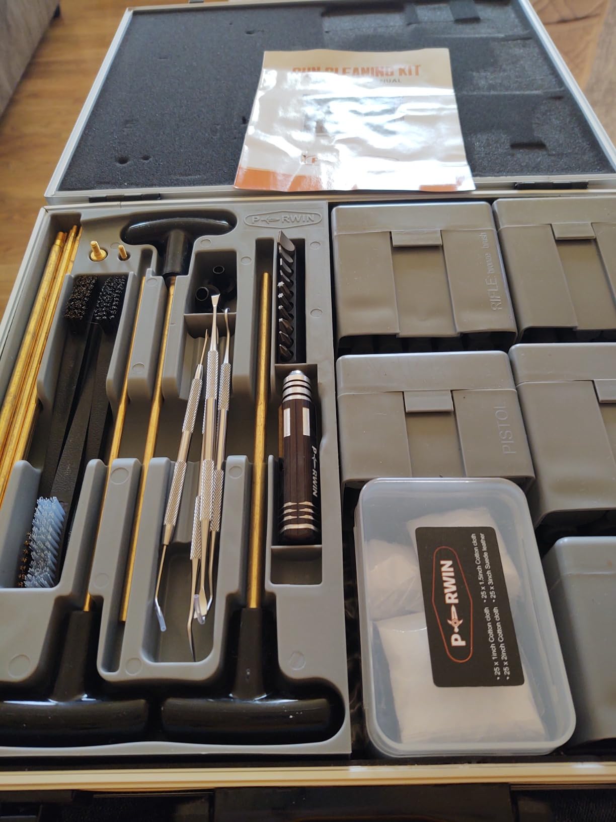 PERWIN 97PCS Universal Gun Cleaning Kit Deluxe for All Caliber Pistol Rifle Handgun Shotgun Hunting Cleaning Kits with All Brass Brushes, Rods, Jags, Screwdriver Set and high-end Aluminum Box customer photo 2