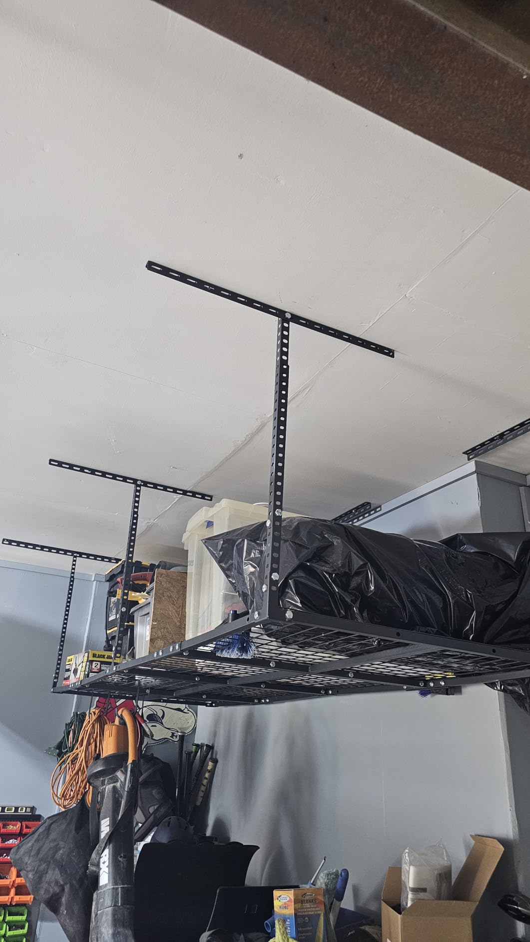 Soywey 3 x 8FT Overhead Garage Storage Rack, Adjustable Ceiling Storage Racks, Garage Shelving Heavy Duty Storage Organizer System, Load 600LBS Weight(Black) customer photo 2