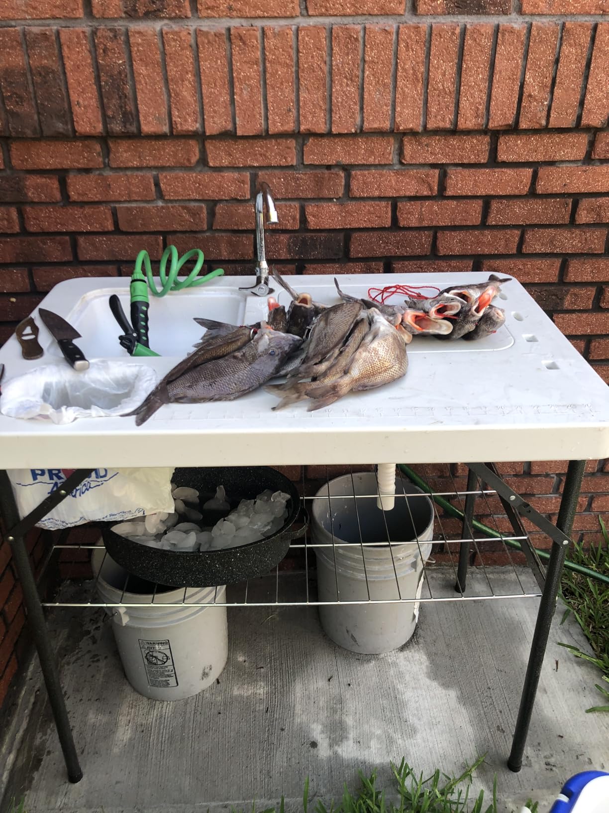 THUNDERBAY Portable Folding Fish Game Cleaning Camp Table Heavy Duty 40''Fillet Table with Double Sink and Faucet customer photo 2