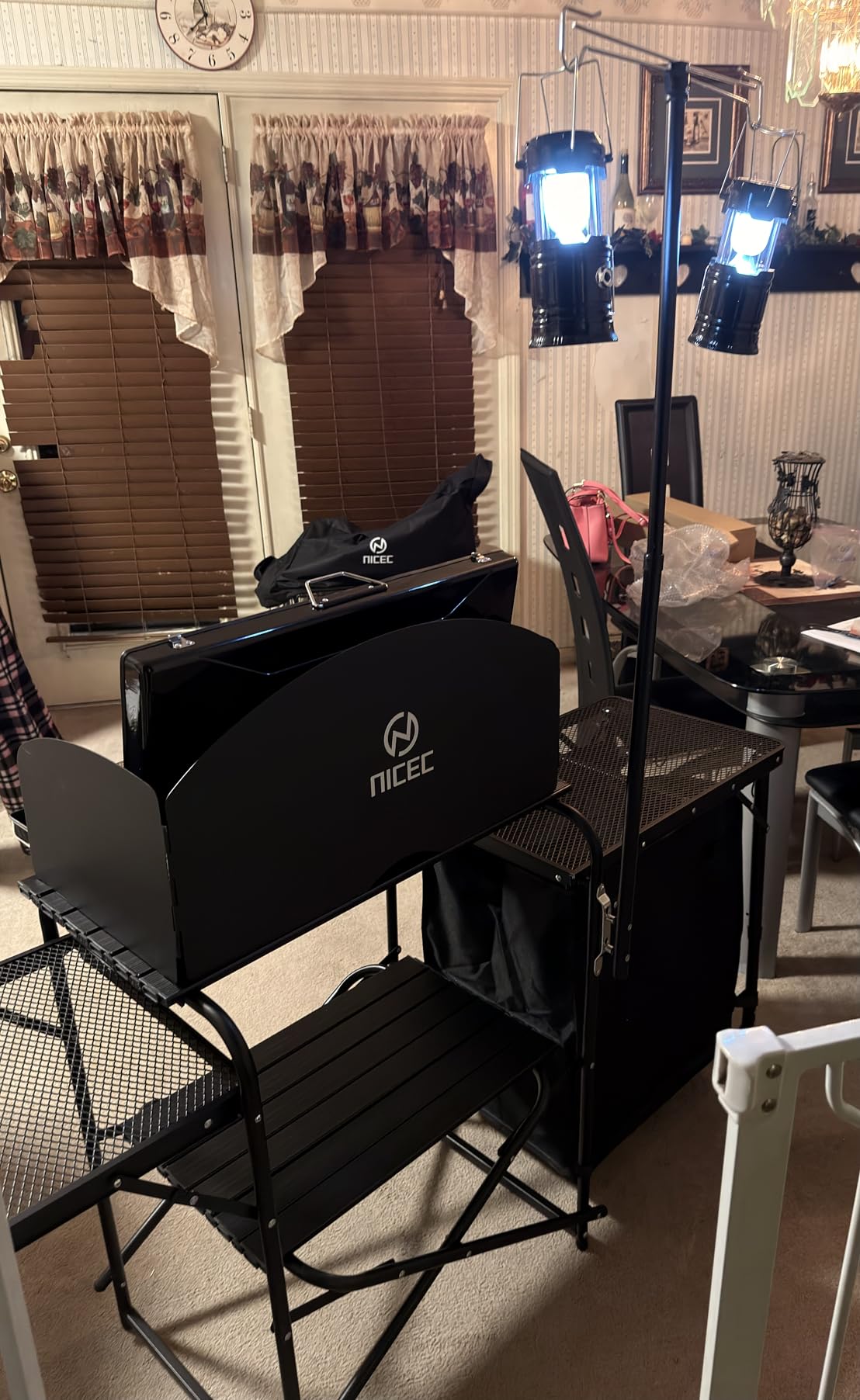 Nice C Camping Kitchen Table Station, Portable Folding Grill Table (Black) | Picnic Cook Table, Camping Organizer, Upgraded Light Stand, Windshield, Carry Bag, Outdoor, Beach, Picnic customer photo 1