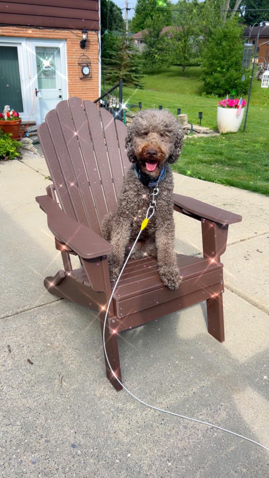 Plawdlik HDPE Folding Adirondack Chair Set of 2, Heavy Duty Outdoor Patio Chair with Dual Cup Holders, Weather Resistant Fire Pit Chair for Deck,Backyard,Lawn, Grey customer photo 2