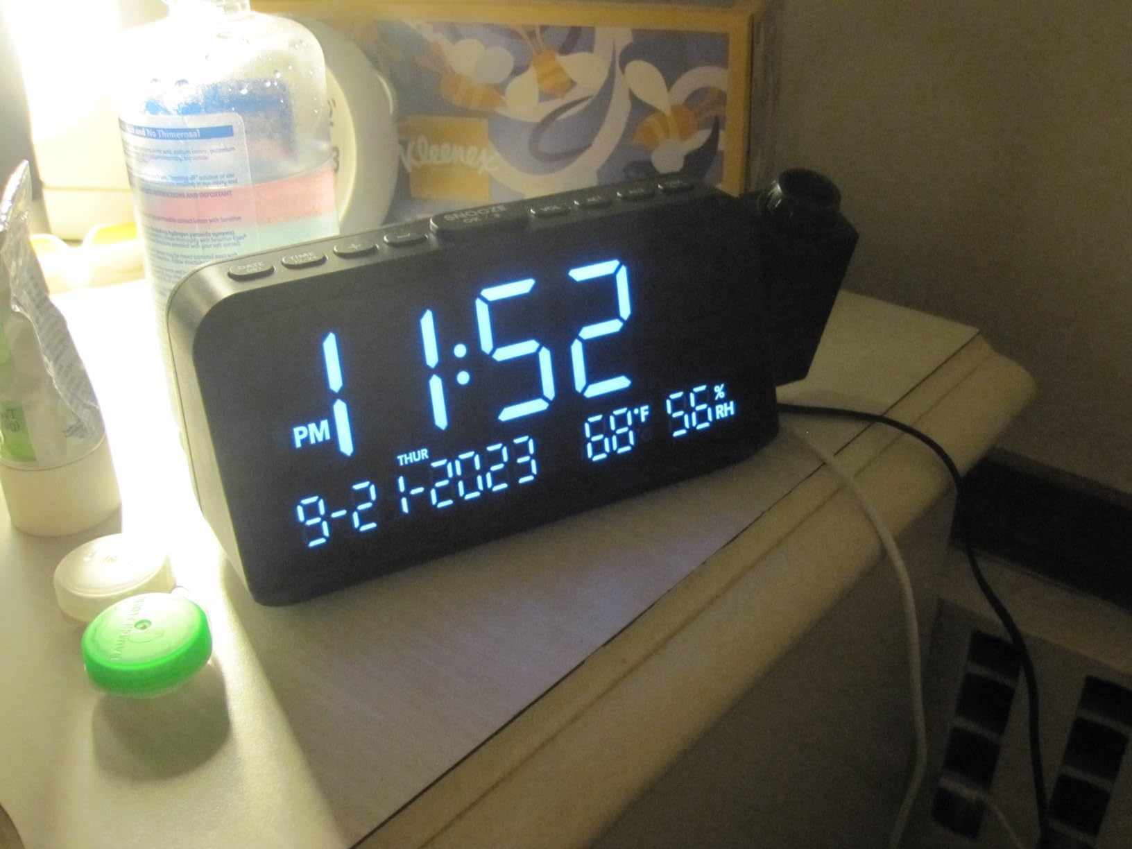 ROCAM Projection Alarm Clock with 180° Ceiling Projector & Digital Display | 5-Level Dimmer, Dual Alarms, Night Light, Temp & Humidity Display, Weekday/Weekend Mode, DST, Snooze Function for bedroom customer photo 2