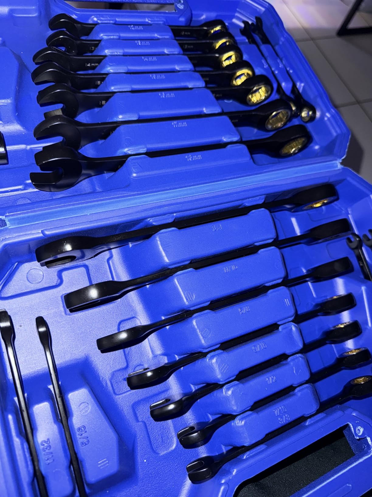 WORKPRO 22-Piece Ratcheting Wrench Set, Metric 6-18mm & SAE 1/4-3/4