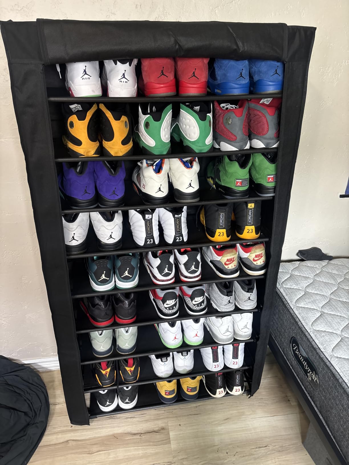 LANTEFUL Shoe Rack with Covers - 10 Tiers Tall Shoe Rack Organizer Large Capacity Shoe Shelf Storage 40 Pairs Space Saving Vertical Shoe Storage Organizer for Closet, Entryway, Dorm, Bedroom customer photo 2