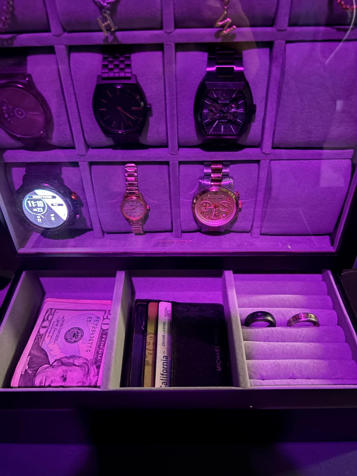 SONGMICS 12 Watch Display Case, Watch Box with Hidden Storage, Vertical Jewelry Box, MDF and Wood Veneer customer photo 2