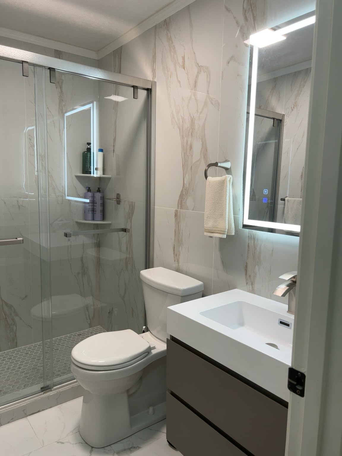 Alice 30Inch Modern Bathroom Vanity (White Glossy, Rectangular) with Sink and Overflow, Floating Wall Mounted Storage Cabinet, One-Piece Basin, E1 Environmental Protection Board customer photo 1