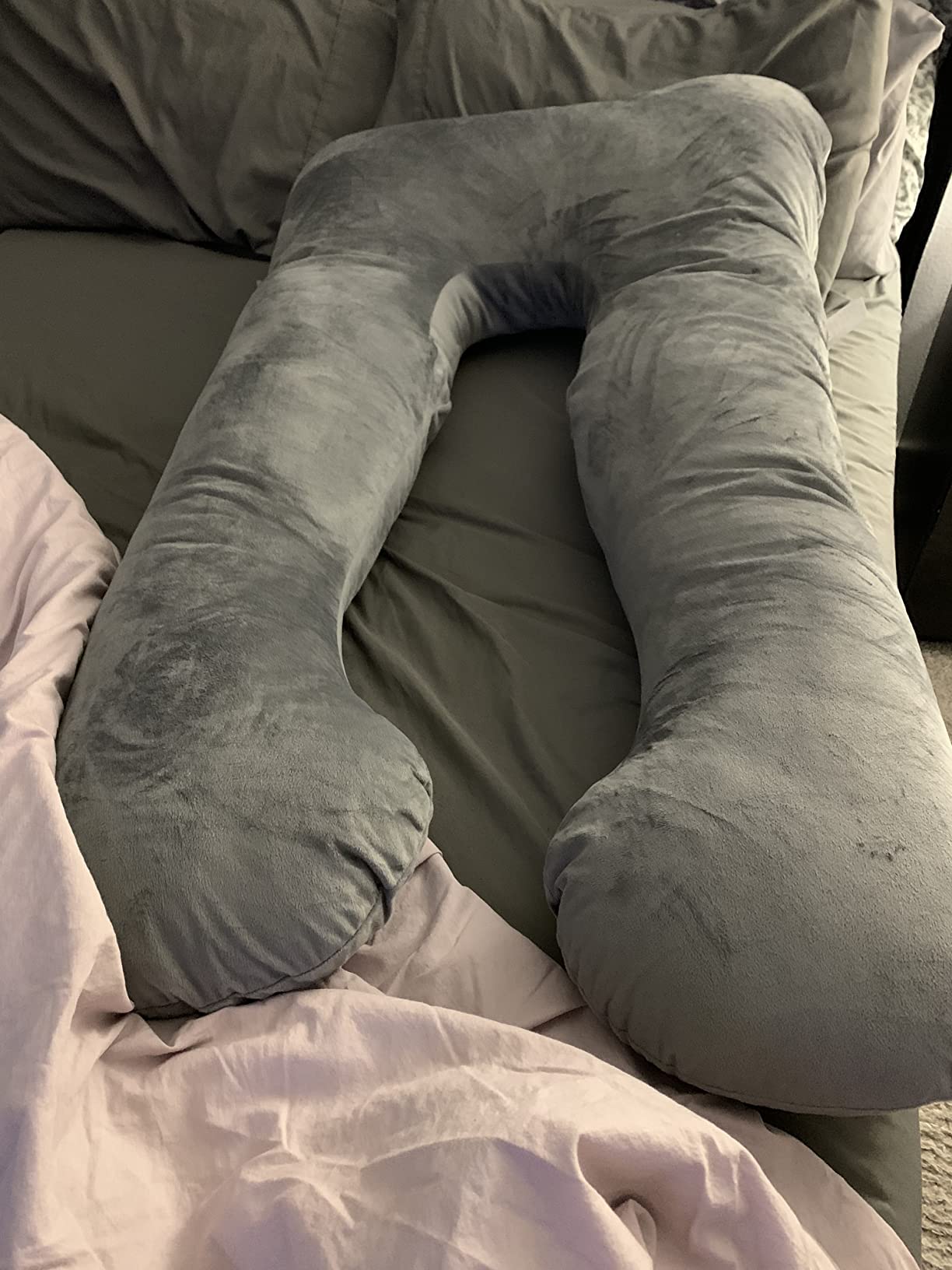 MOON PINE Pregnancy Pillow, U Shaped Full Body Pillow for Maternity Support, Sleeping Pillow with Cover for Pregnant Women (Dark Grey) customer photo 1