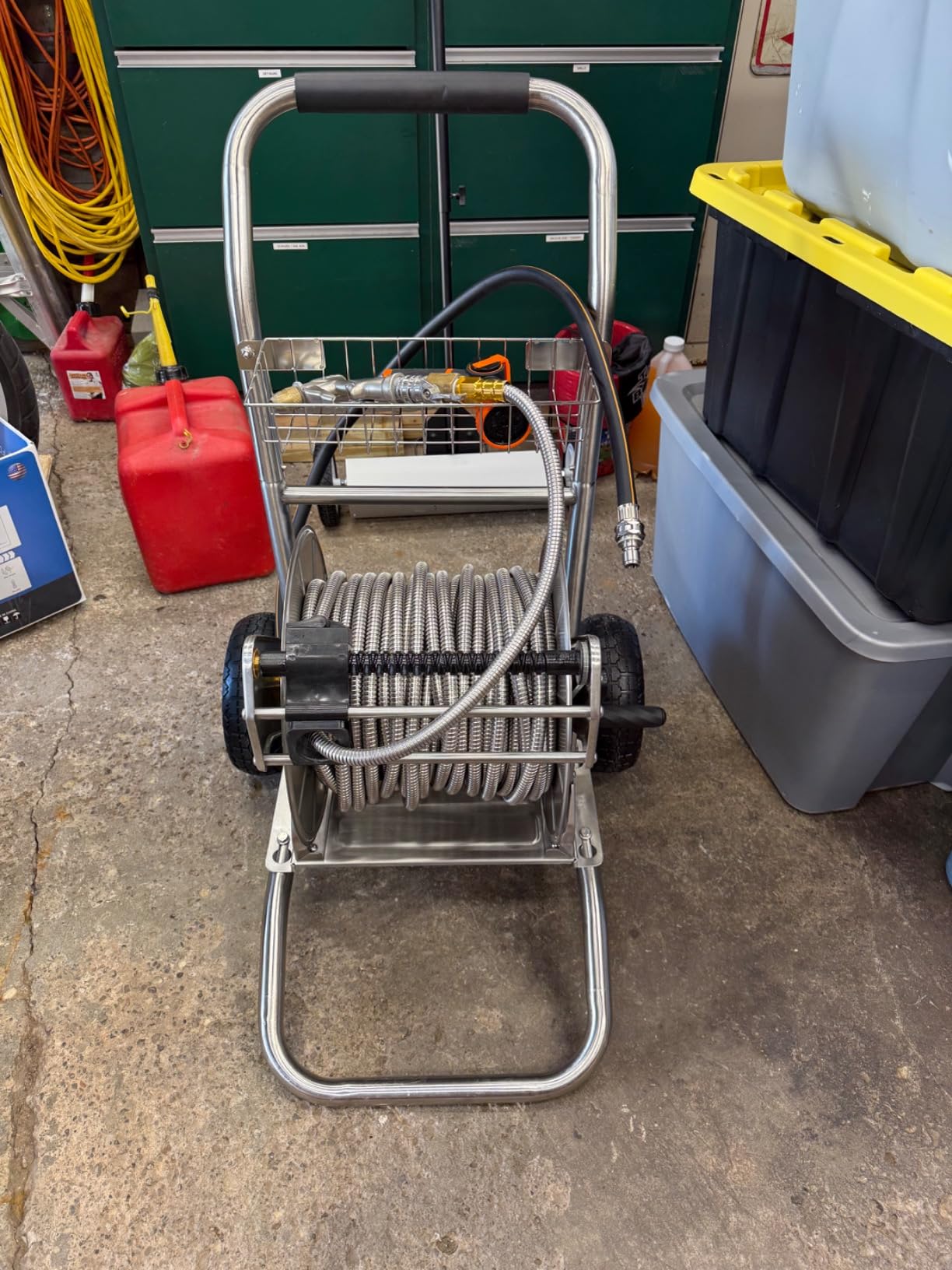 Giraffe Tools Garden Hose Reel Cart with Wheels, Stainless Steel Heavy Duty Water Hose Reel Cart, 200 ft of 1/2 Capacity, Mobile for Outside customer photo 1