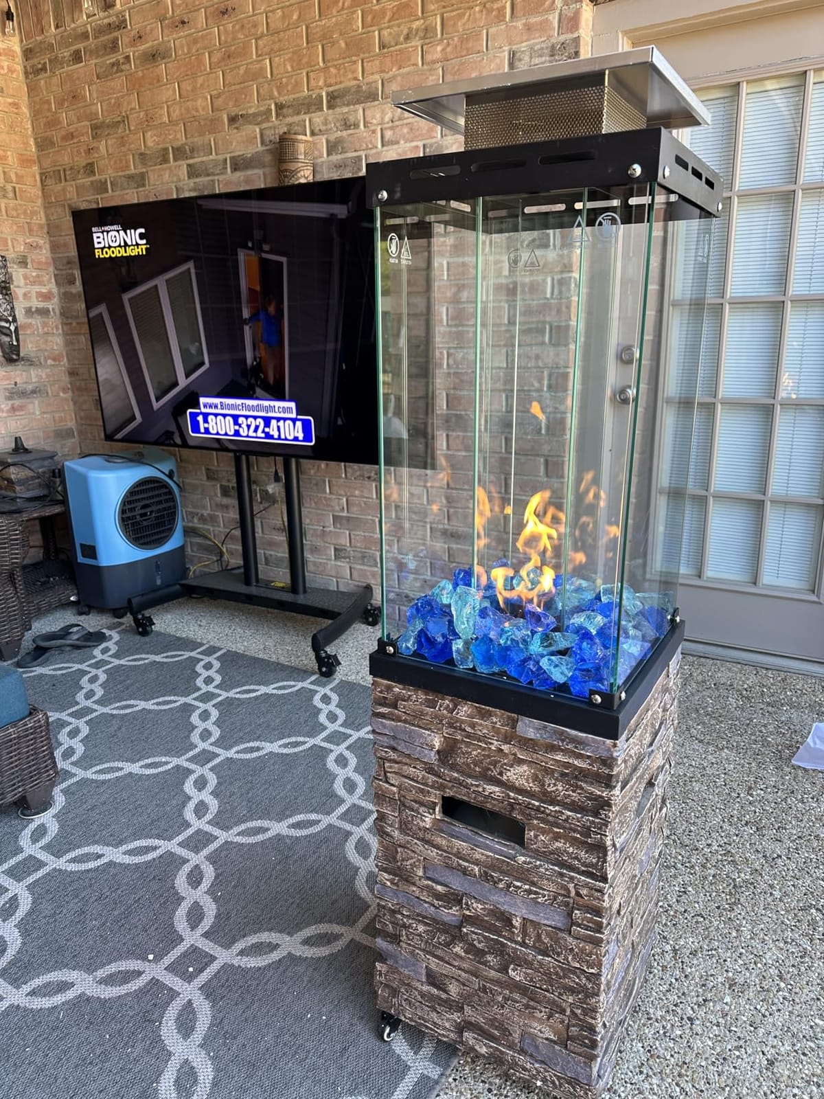 Afterglow Outdoor Patio Propane Fire Heater with Weather Cover Glass 41000 BTU Fireplace Patented & CSA Certificated, Wood Grain Brown customer photo 2