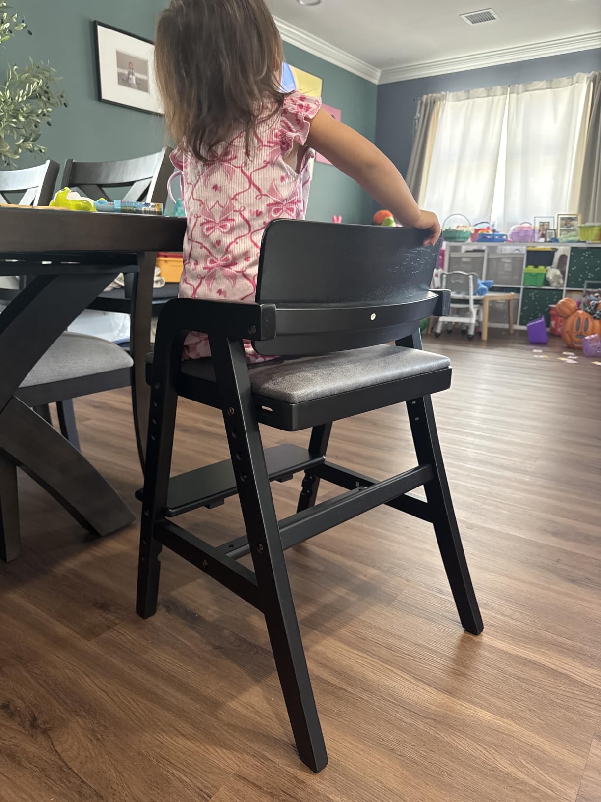 Wooden High Chair for Babies and Toddler Dining Chair, Walnut customer photo 1