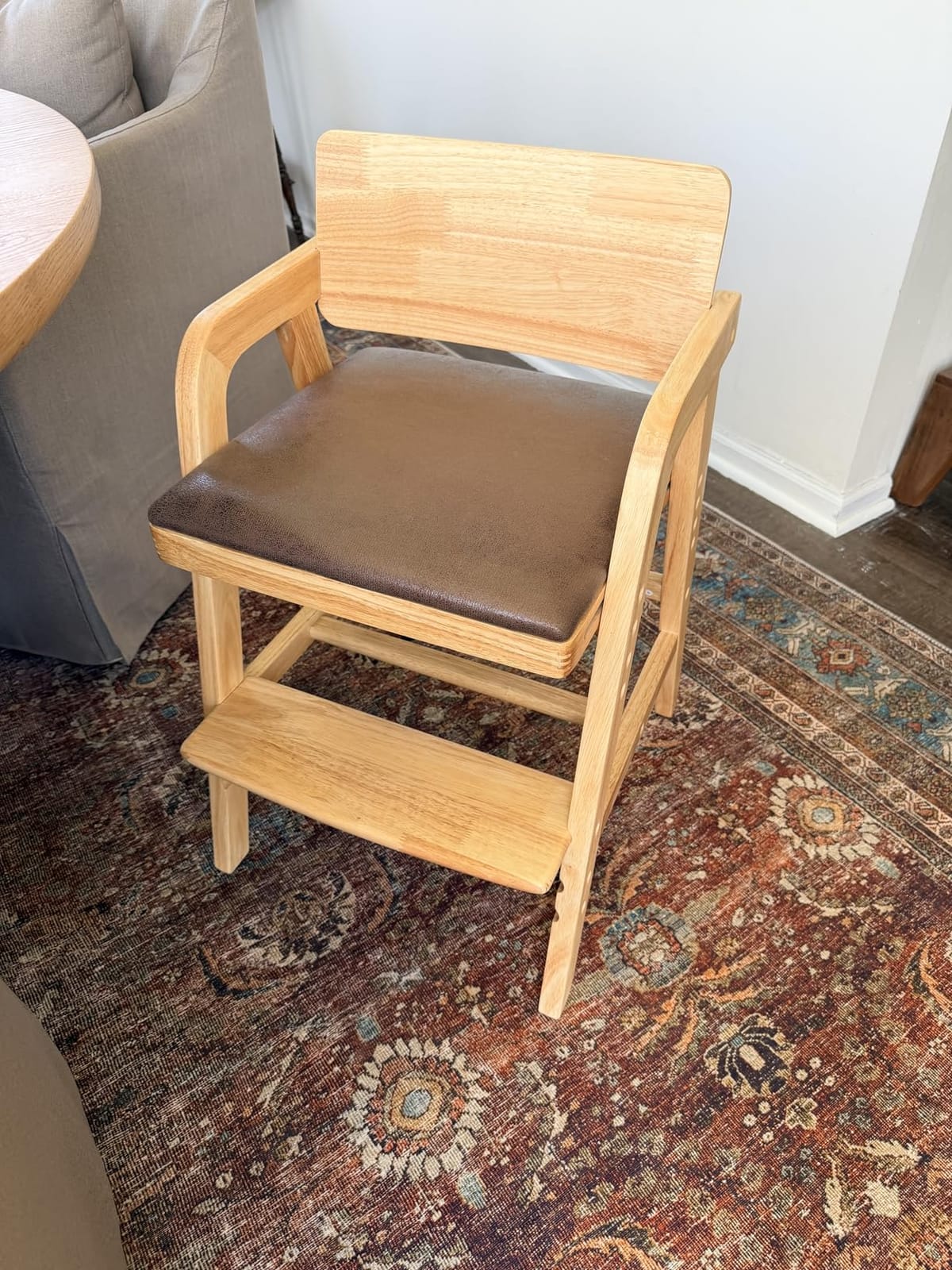 Wooden High Chair for Babies and Toddler Dining Chair, Walnut customer photo 2