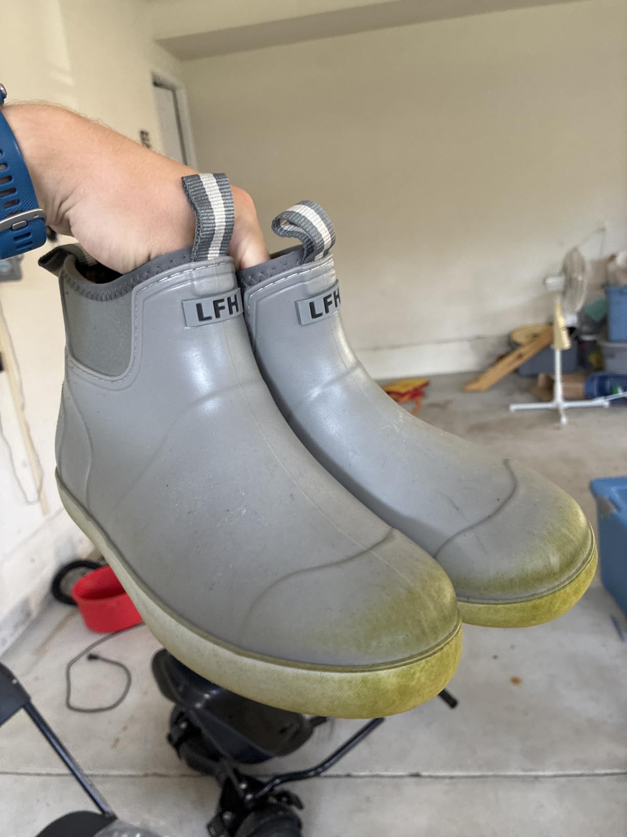 Men's Deck Boots, Waterproof Non-Slip Ankle Rain Boots for Fishing customer photo 1