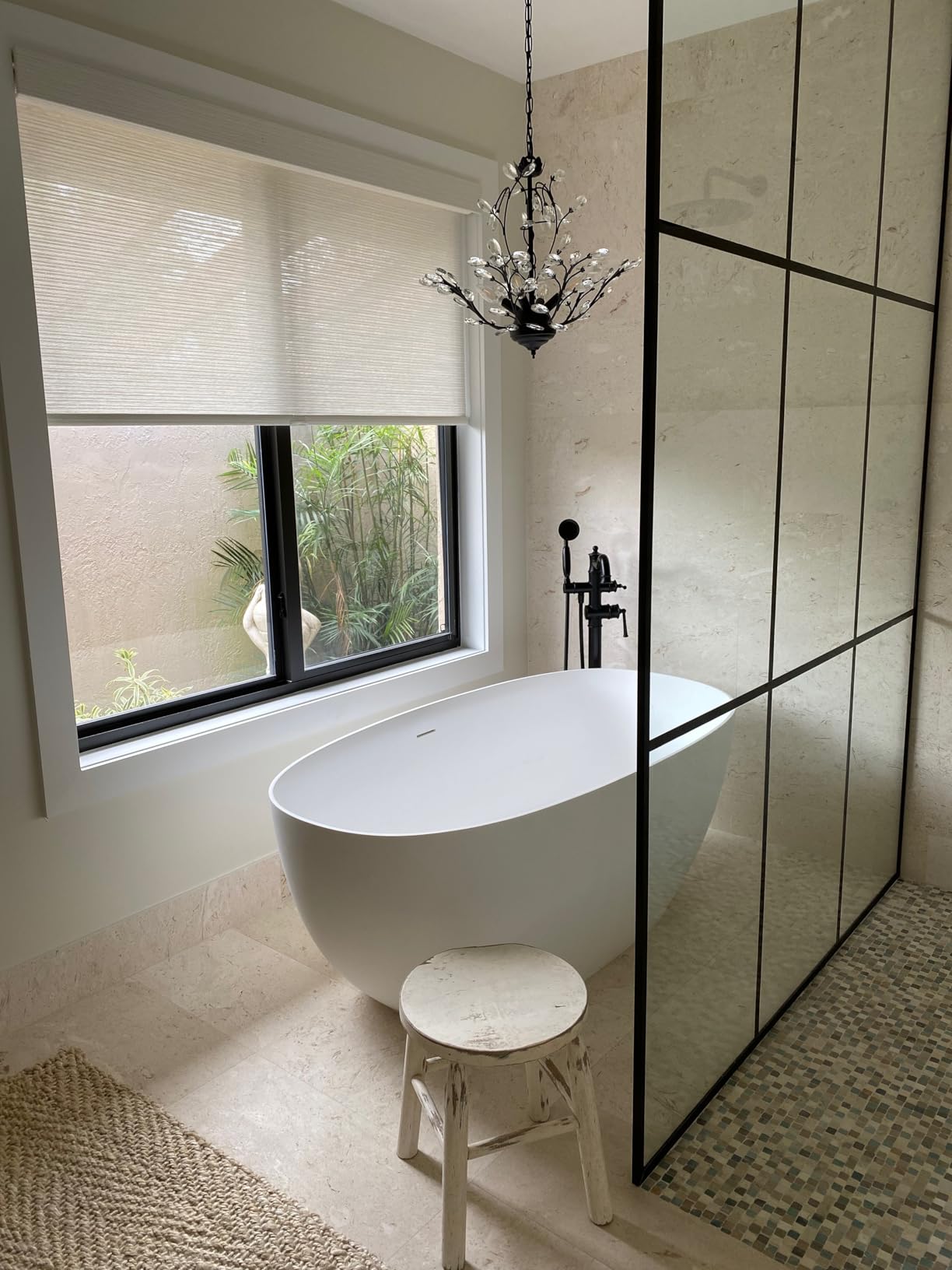 59'' Free Standing Tub, Stone Resin Freestanding Bathtub | Bathroom Soaking Tub Soaker Tubs Oval Shaped, Luxury Modern Freestanding Tubs with Overflow and Pop-up Drain - White customer photo 1