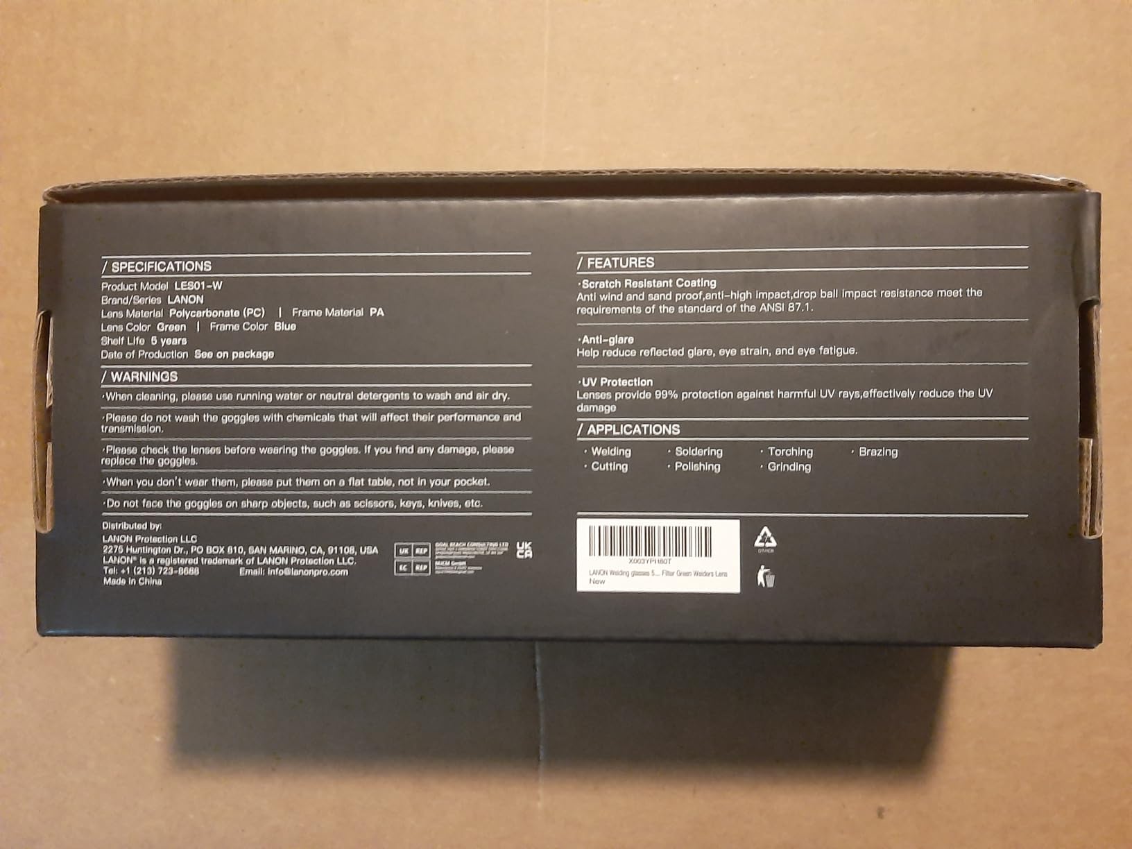 LANON Welding Safety Glasses, ANSI Z87.1, IR Filter Shade 5.0 Lens customer photo 2