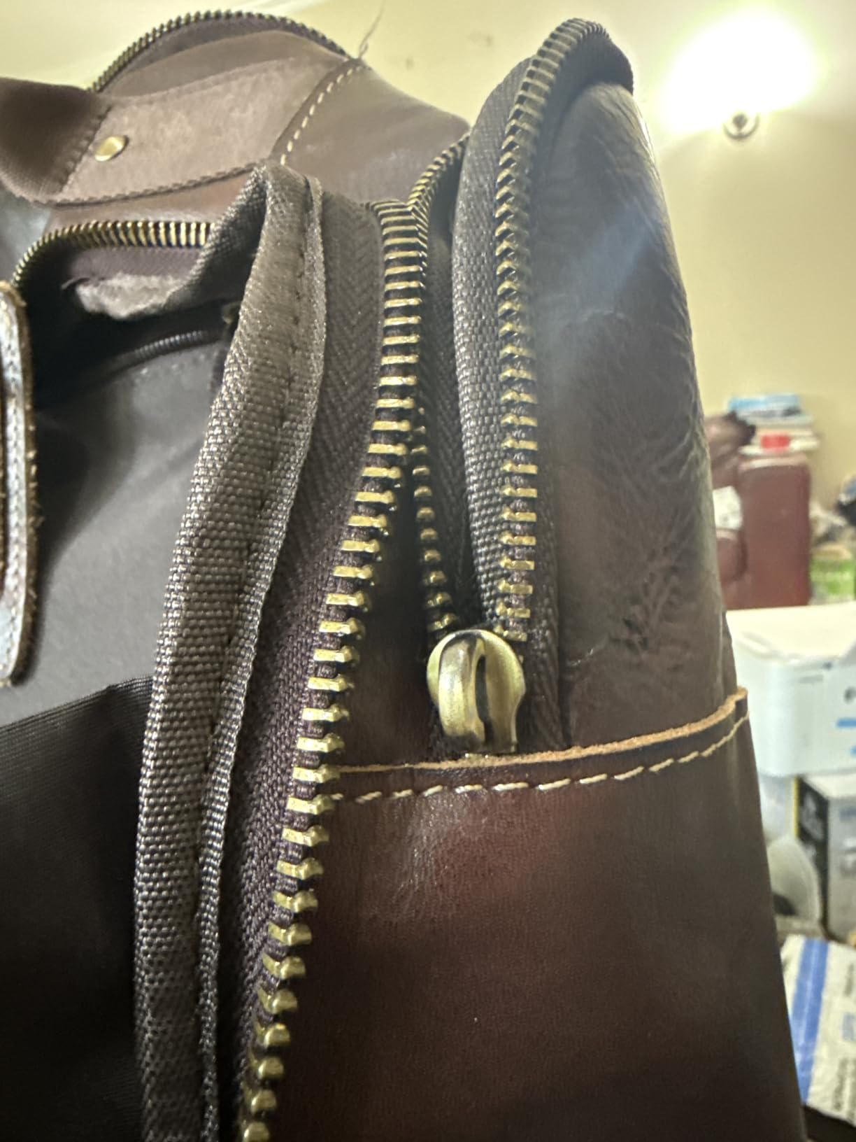 LANNSYNE Full Grain Leather Backpack For Men, Fits 16