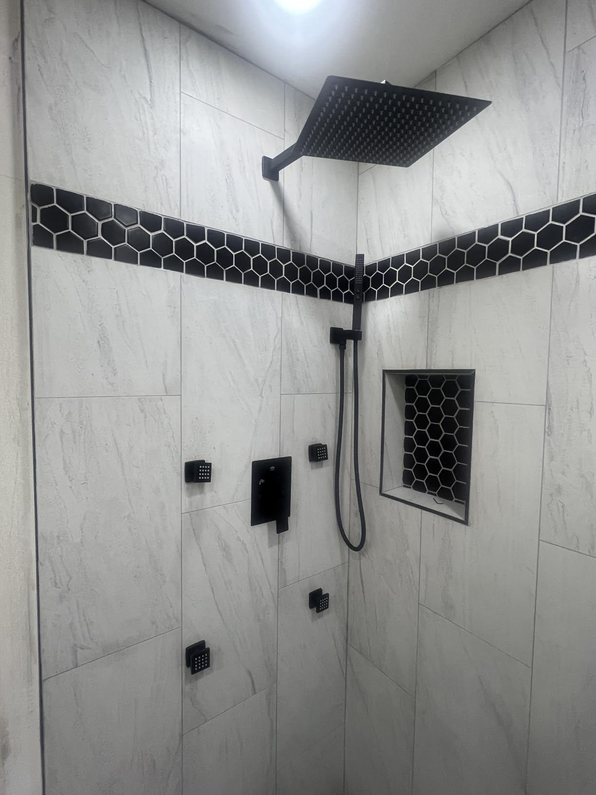 RUMOSE Rainfall Shower System with 4 Full Body Jet 4 Mode Shower Faucet Set customer photo 2