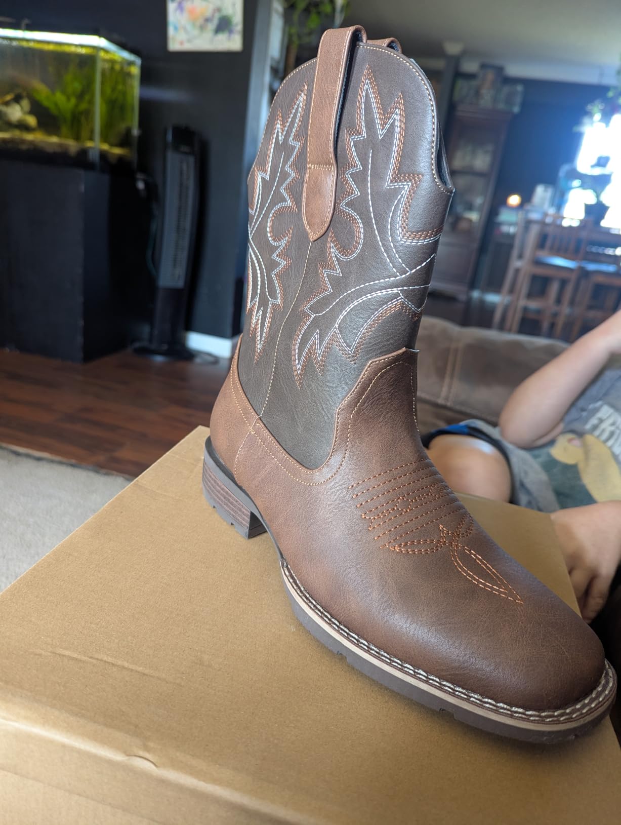 Lumeheel Cowboy Boots for Men - Western Men's Boots with Classic Embroidered, Slip on Square Toe Boots customer photo 2