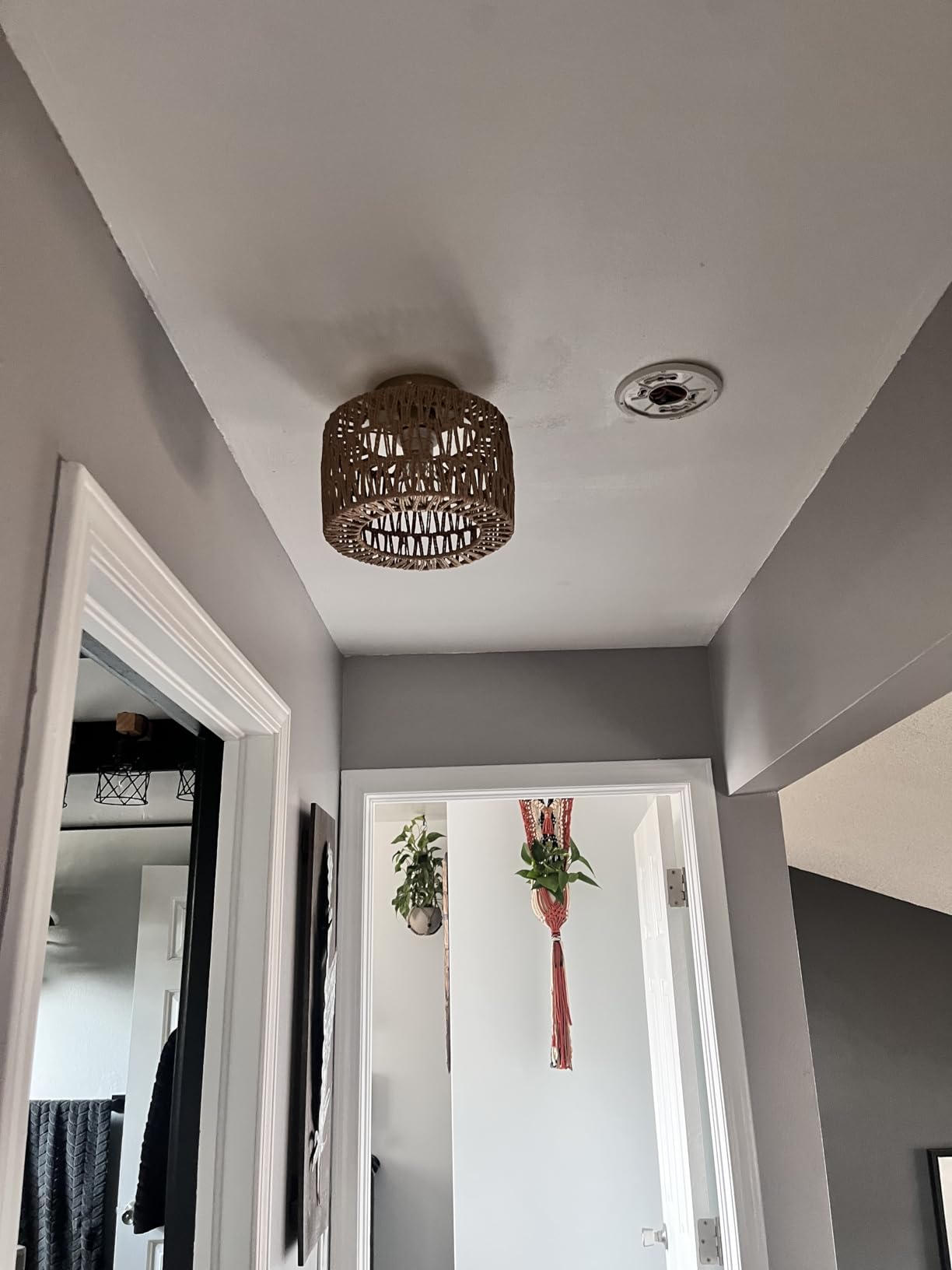 Rattan Ceiling Light Fixture, 3 Light Bohemian Modern Woven Ceiling Light, Boho Flush Mount Ceiling Light for Bedroom Living Room Dining Room, Bulb NOT Included customer photo 1