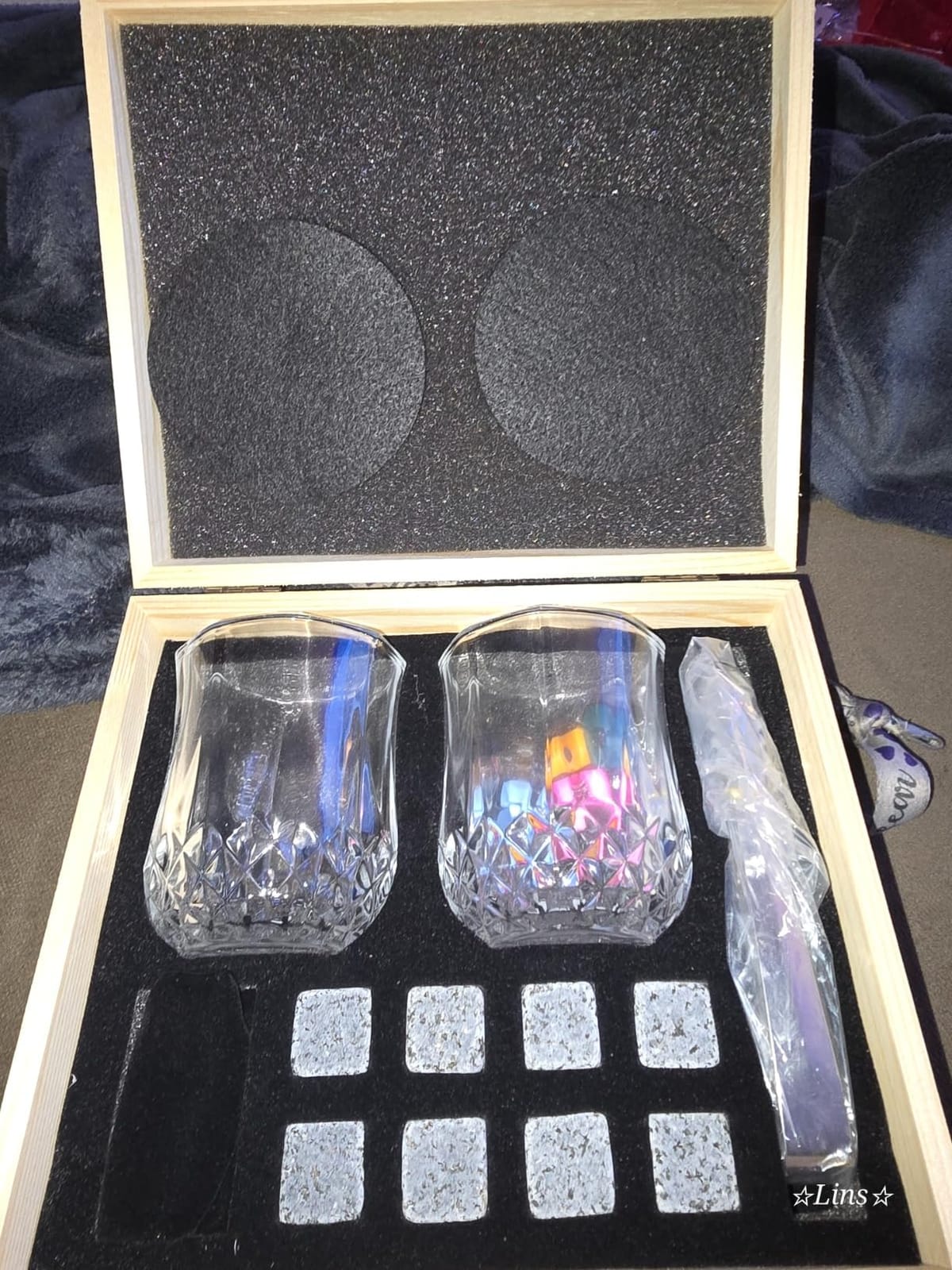 Fathers Day Anniversary Birthday Gifts for Men Him Dad Husband, White Elephant Gifts for Adults, Whiskey Glasses Set of 2 with Chilling Rocks, Bourbon Whiskey Stones Gifts for Men Wooden Box customer photo 2