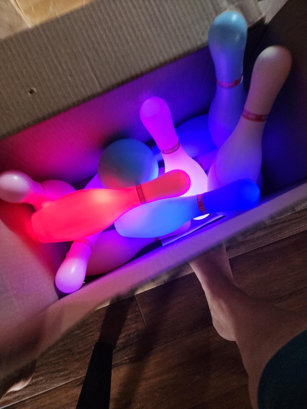 Light Up Bowling Set, Glow in The Dark Bowling Pins for Outdoor and Indoor Kids Games Fit Christmas New Year Party Gift, Kids Education Motor Skills Toys(bolwing pin 10.23in) customer photo 2