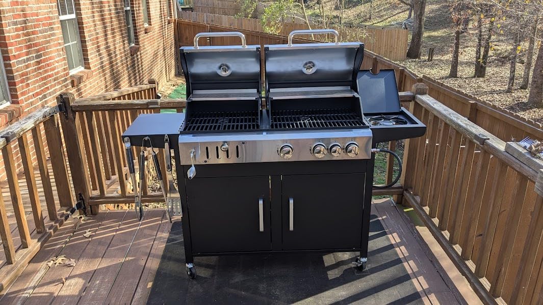 Captiva Designs Propane Gas and Charcoal Grill Combo with Side Burner,Black customer photo 2