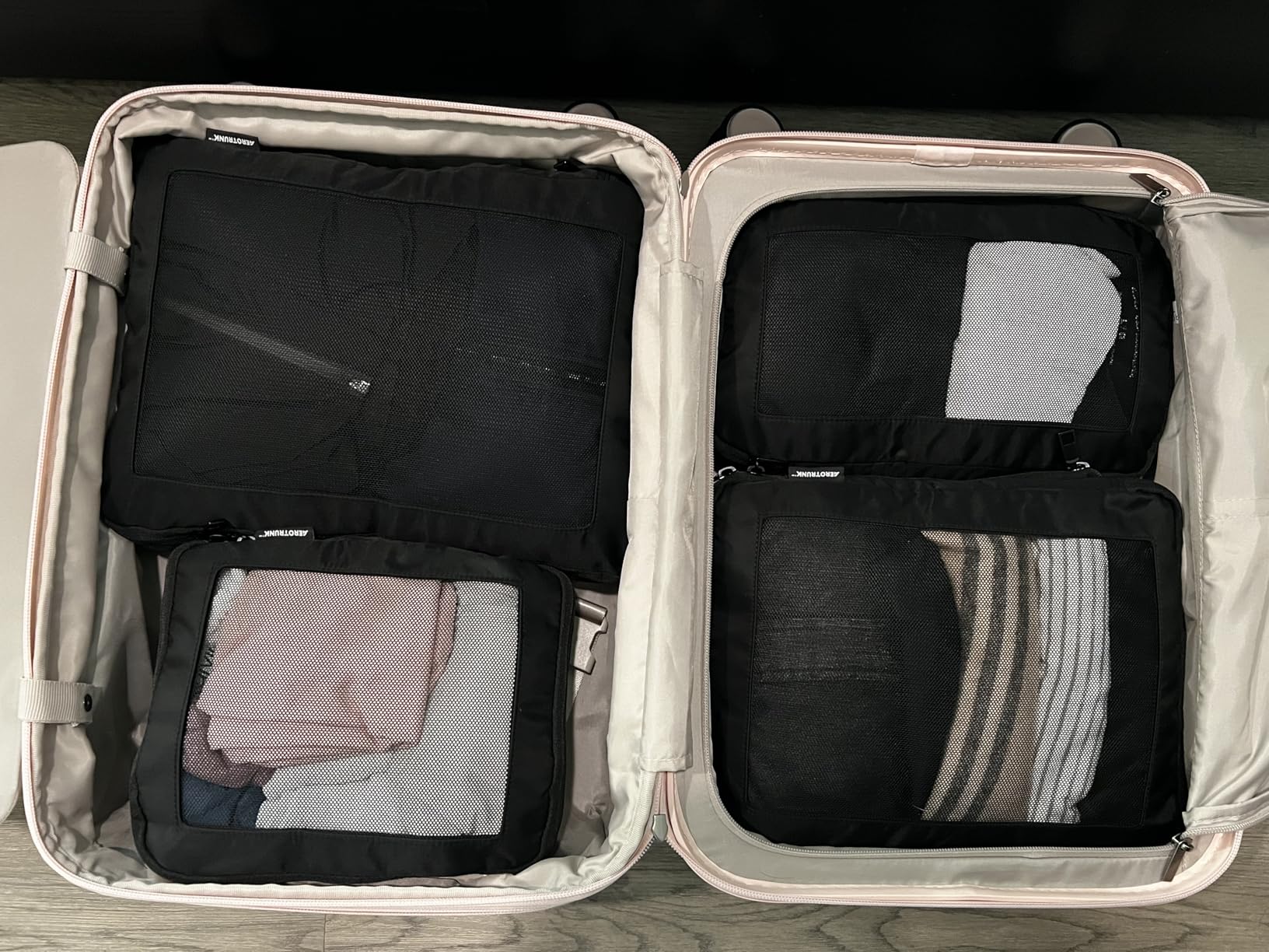 Aerotrunk Compression Packing Cubes for Travel, 6-Pack, Beige | Solves overpacking, 6-Piece set fits most suitcases, 50% Space savings, Compression luggage organizer bags customer photo 1