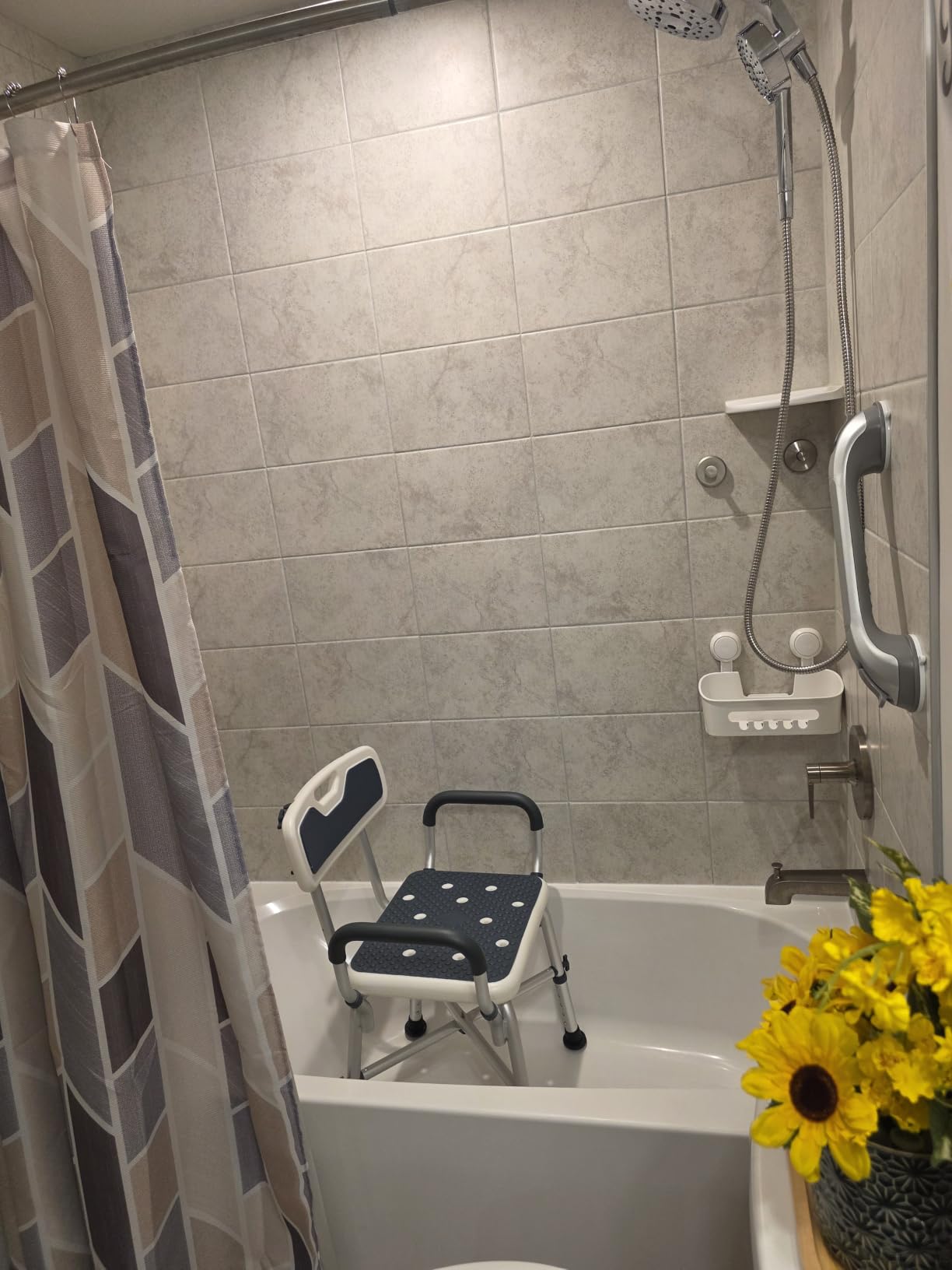 PELEGON Shower Chair for Elderly and Disabled (450lb) with Padded Armrests and Back, Adjustable Height Shower Seat, Heavy Duty Shower Chairs for Inside Shower, Handicap - Blue customer photo 1