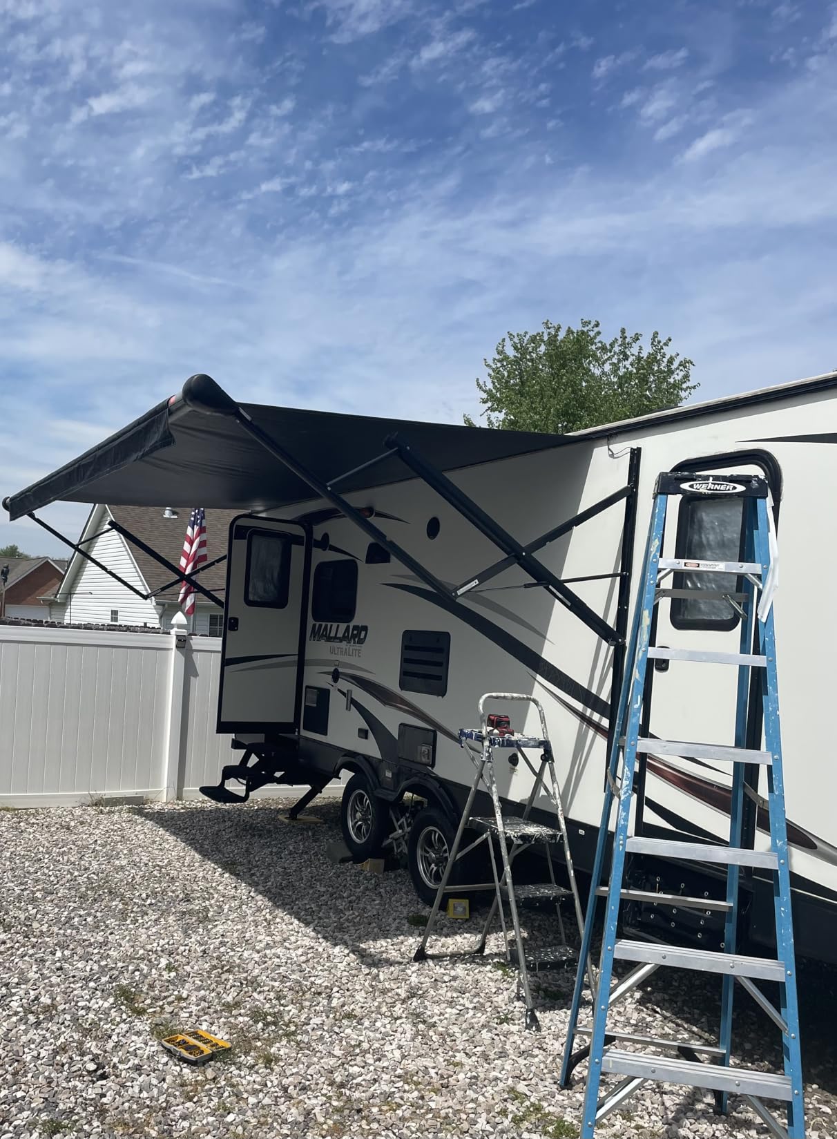 RV Awning Fabric Replacement, 19.5oz Heavy-Duty Weatherproof Vinyl Camper Awning Replacement Universal Outdoor Canopy for RV, Motorhome, Trailer Awnings (Gray Fade, 16'(Fabric 15'2