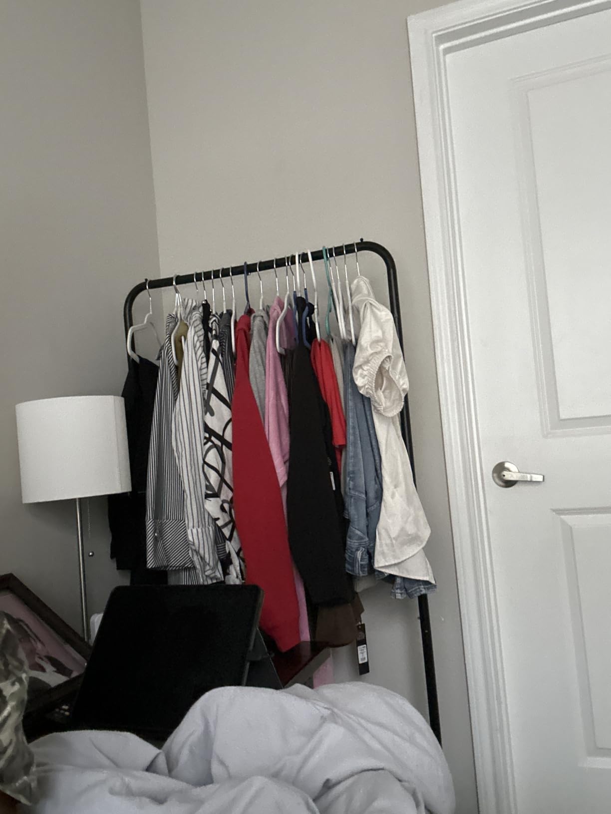 Sakugi Clothes Rack - Clothing Rack with Storage Mesh Shelf & Casters, Heavy-Duty Metal Clothing Rack for Hanging Clothes, Dresses, Coats, Large Load Capacity, Easy Assembly, Black, 28.0