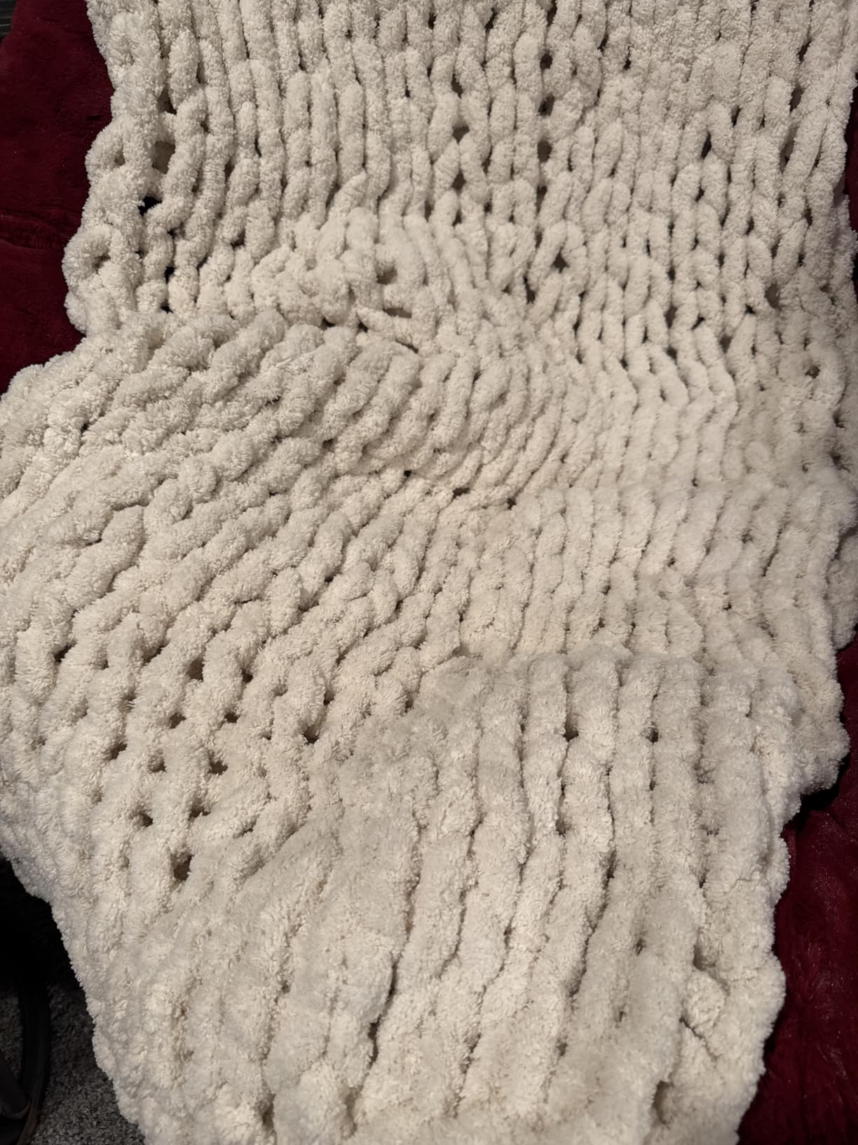 Chunky Knit Throw Blanket for Couch, 60X80 Inches Cream | Luxury Soft Cozy Throw Blanket, 100% Woven Blanket Rope Knot, For Couch, Sofa, Home Decor, Gift, Machine Washable customer photo 1