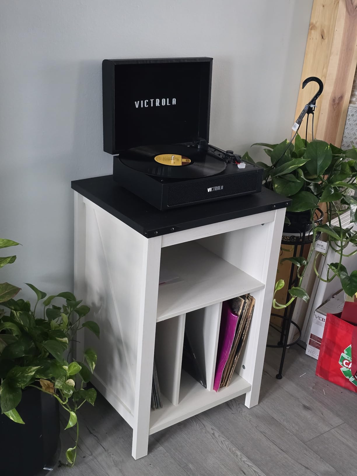 Joaxswe Record Player Stand with Vinyl Record Storage, Rustic Brown | Record Player Table Holds up to 160 Albums, Large Wood Turntable Stand Cabinet Display Shelf for Living Room, Bedroom, Office customer photo 2