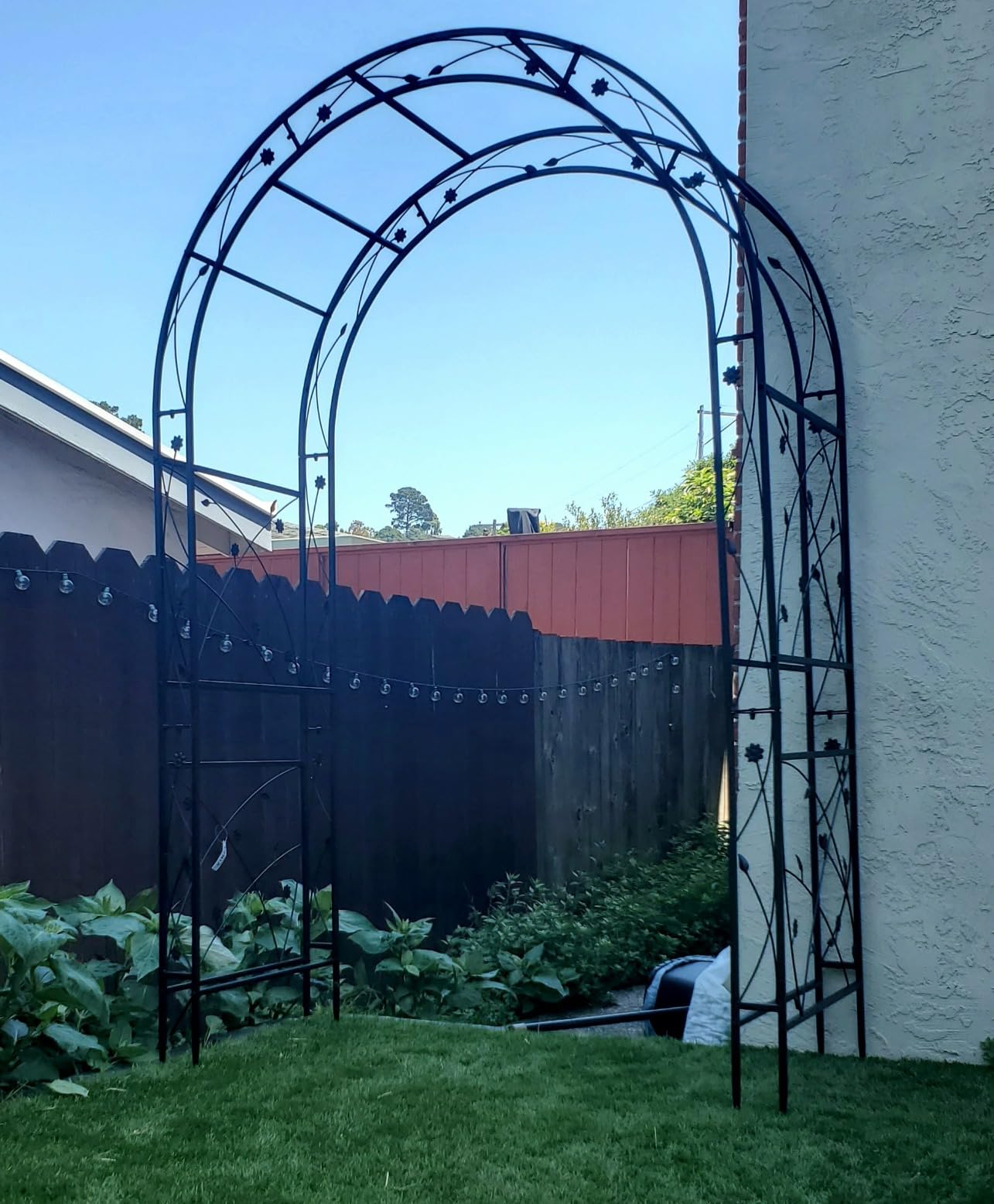VINGLI Garden Arbor, Arch for Wedding Ceremony Party, Christmas Garden Decor Steel Garden Trellis for Plant Climbing, Pergola for Garden, Backyard, Lawn (Black-59x84) customer photo 2