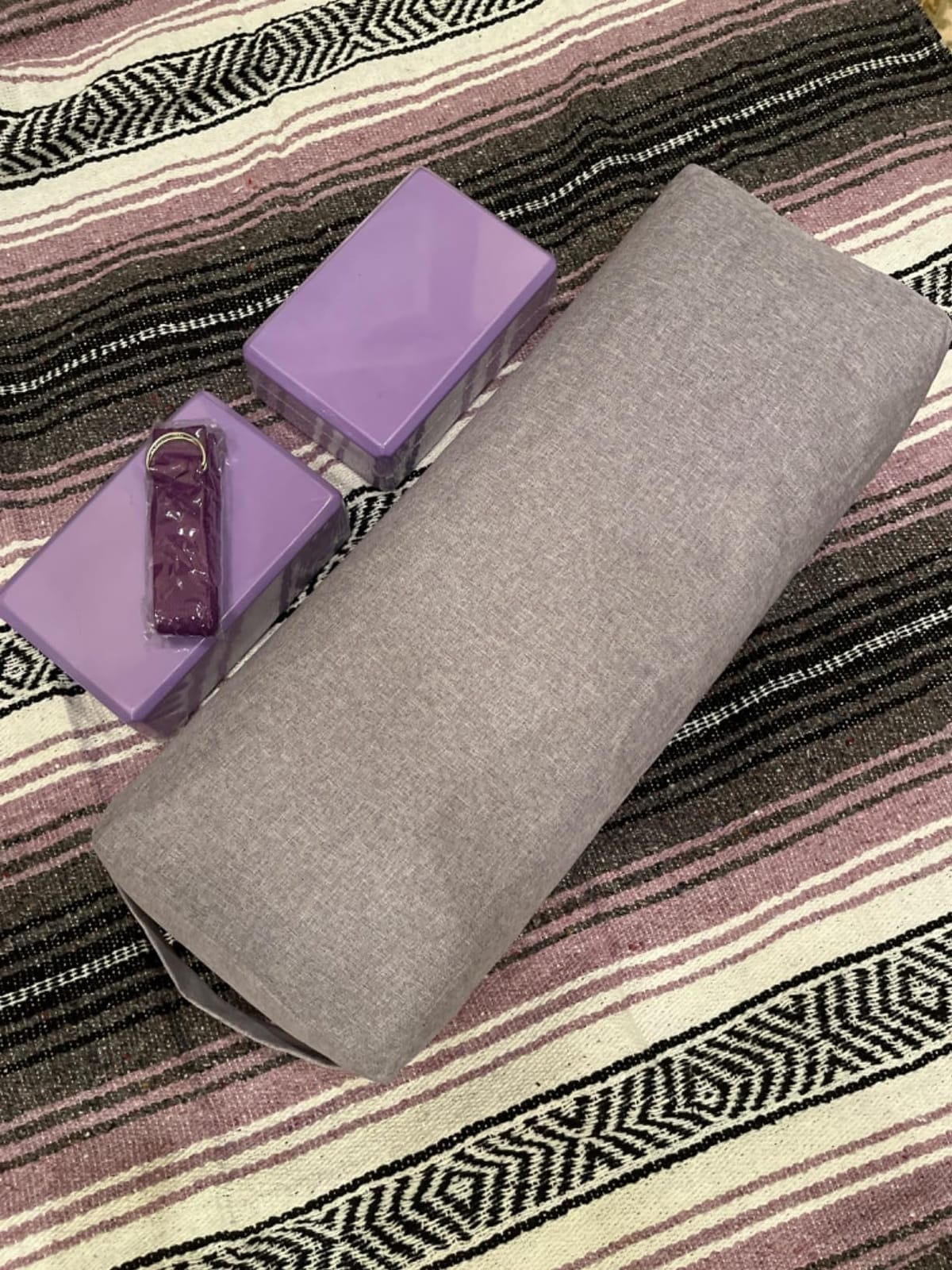 4 Pcs Yoga Bolster Pillow Blocks with Strap Set customer photo 1