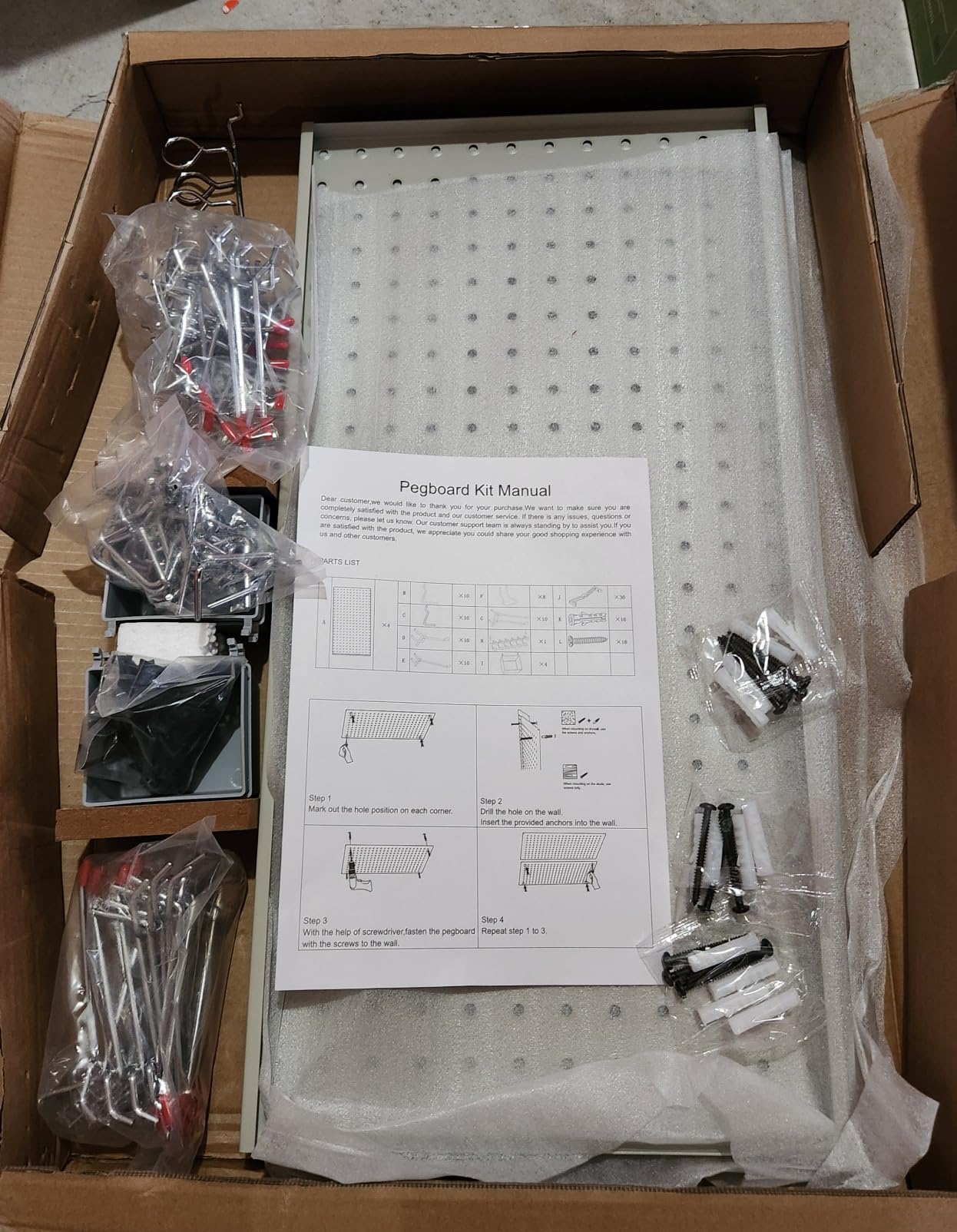 Pegboard Smith 48x24 inch Black Metal Pegboard Kit for Wall Organization with Hooks, Garage Storage Bins, and Utility Tool Board, Efficient Tool Organizer Peg Board customer photo 1