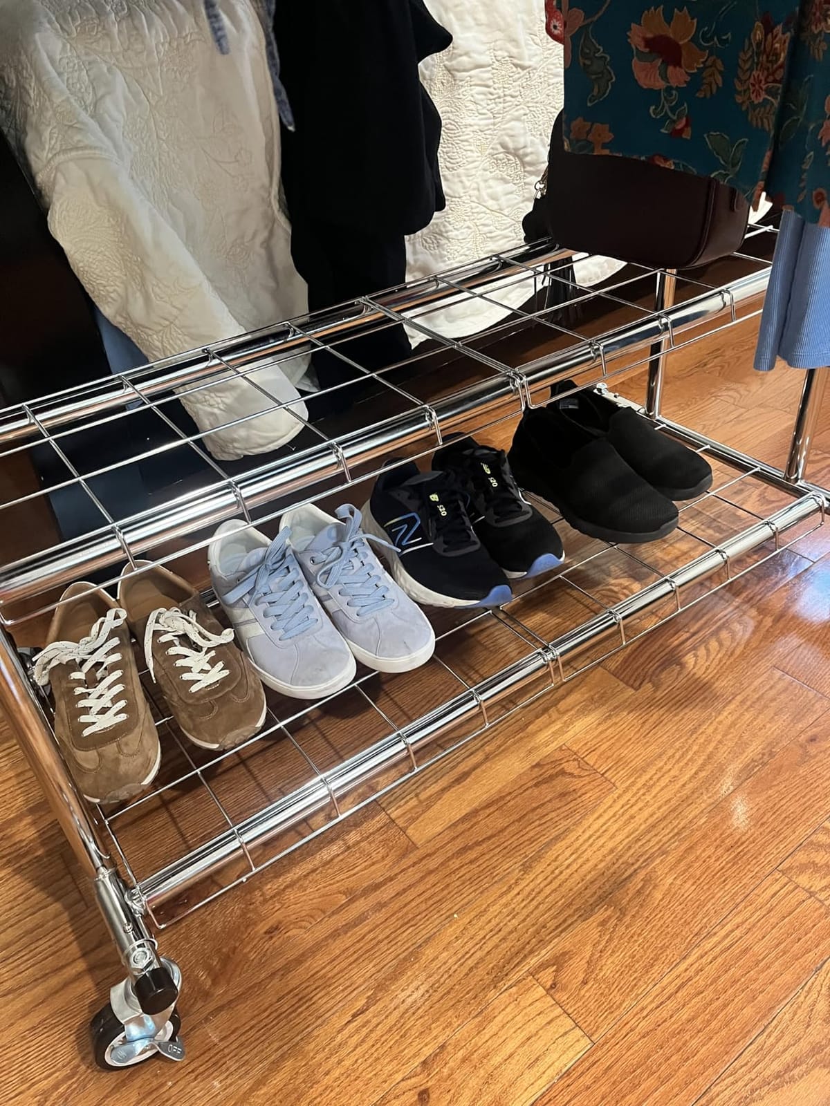 HYSEYY Heavy Duty Clothes Rack, Rolling Clothing Rack With Shelves Load 620 LBS, Double Rod Clothing Racks for Hanging Clothes, Portable& Adjustable Clothes Rack with Wheels Garment Rack customer photo 1