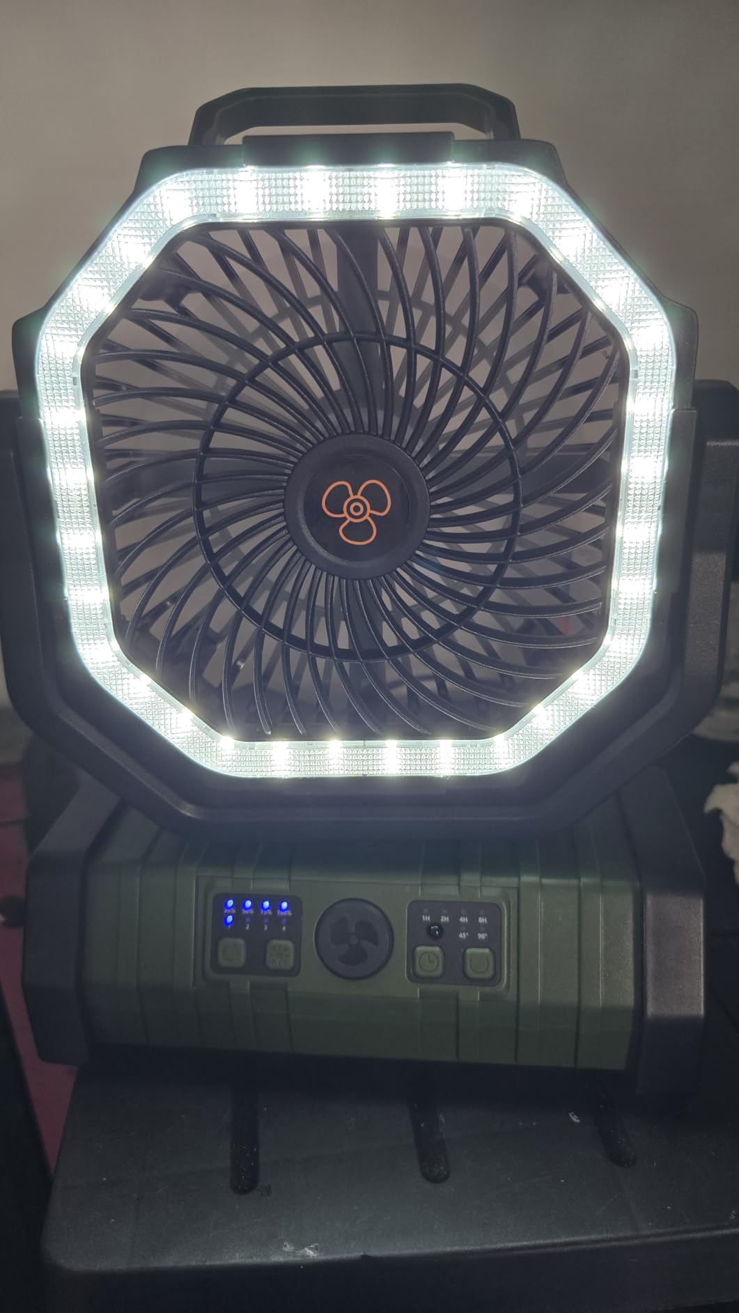 Odoland 30000mAh Camping Fan with LED Lantern, Rechargeable Battery Fan | Operated Oscillating Fan with Remote & Hook, Portable Tent Fan with Timer, 4 Speeds for Outdoor Camp RV Power Outage, Green customer photo 1
