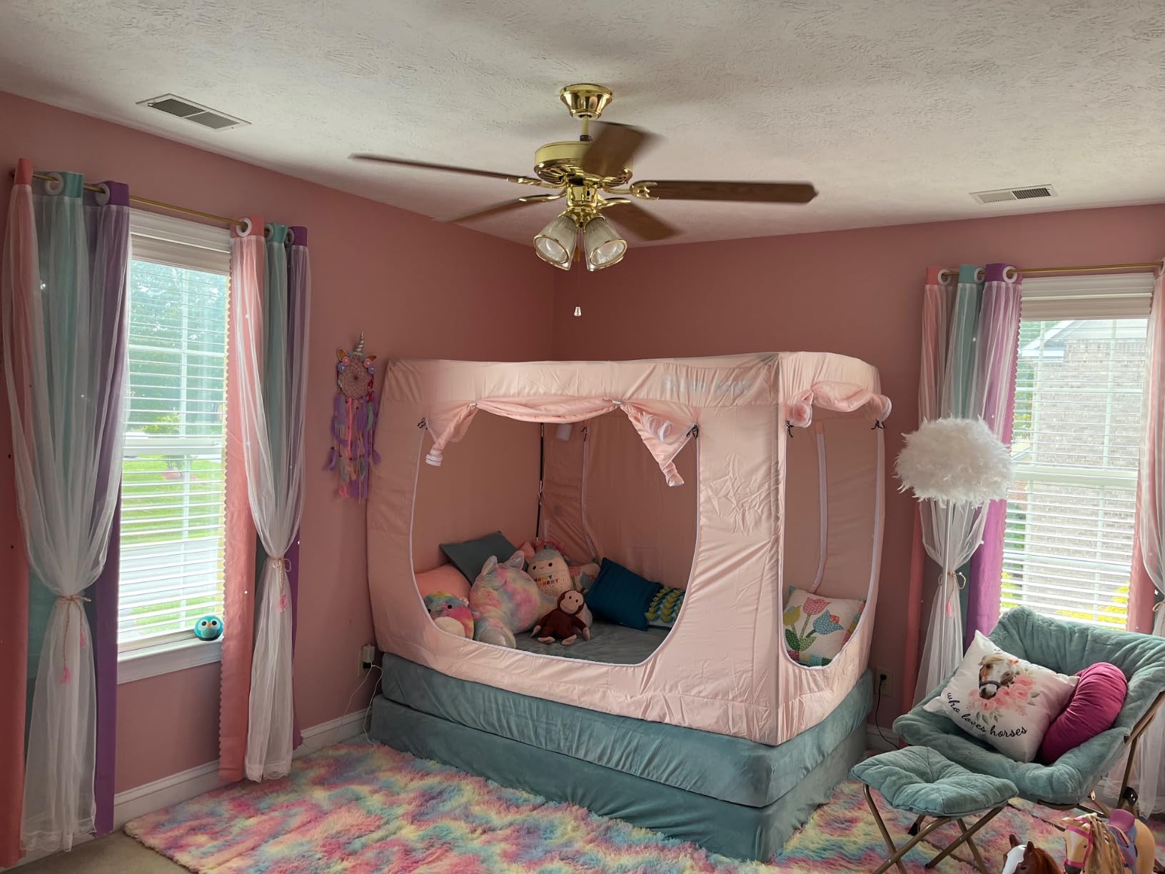 Twin Bed Tent Canopy for Kids and Adults with 93% Blackout Sleeping Tents, Black Portable Dream Bed Tent for Toddlers, Breathable Blackout Indoor Canopy with 3 Doors (Mattress Not Included) customer photo 2