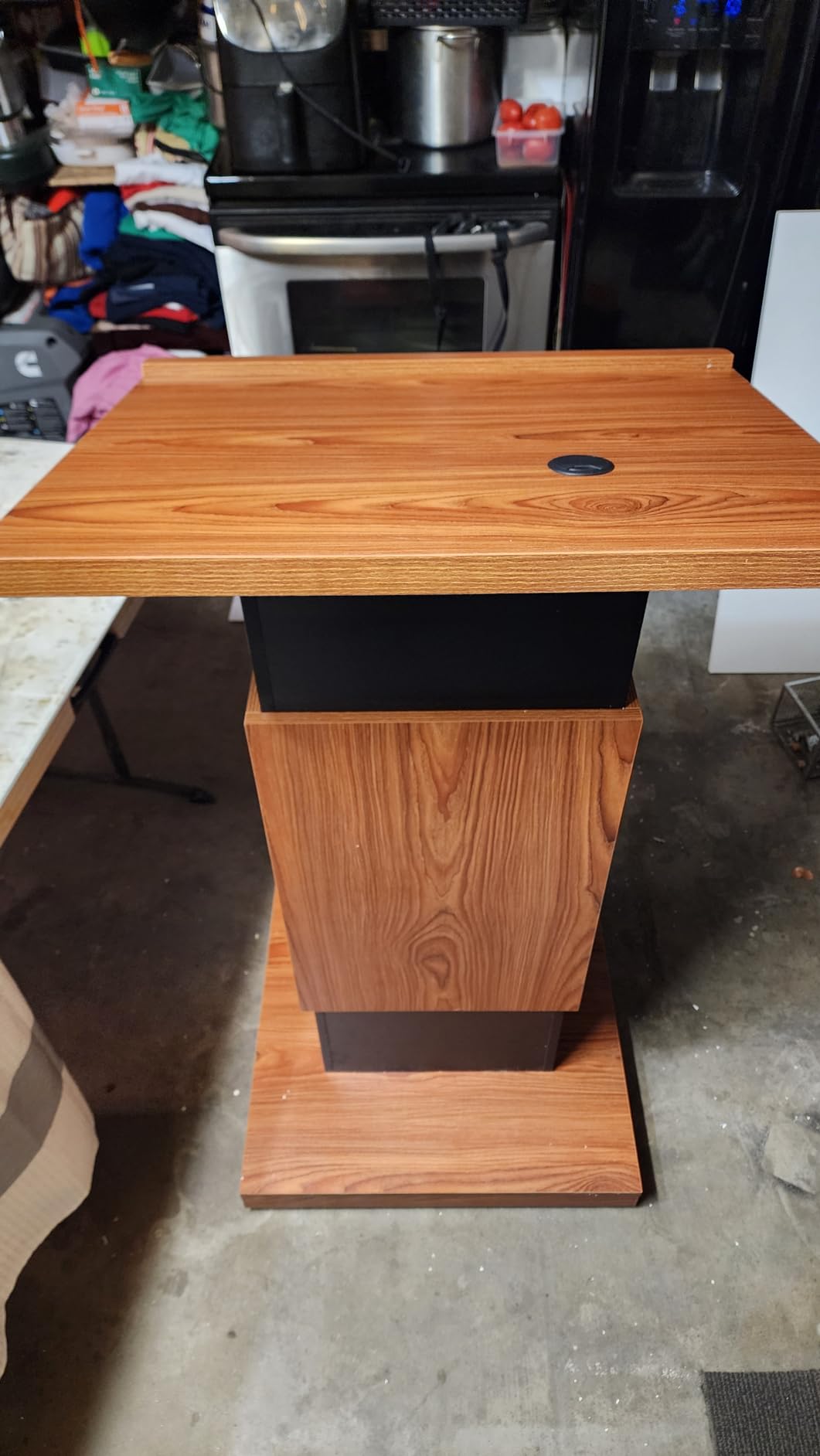 Wood Podium with Wheels,Wooden Lectern Stand,15MM Particle Board,Elegant Design with Storage,Mic Stand Space, Wooden Pulpit for Restaurants,Churches,Seminars and Schools customer photo 1