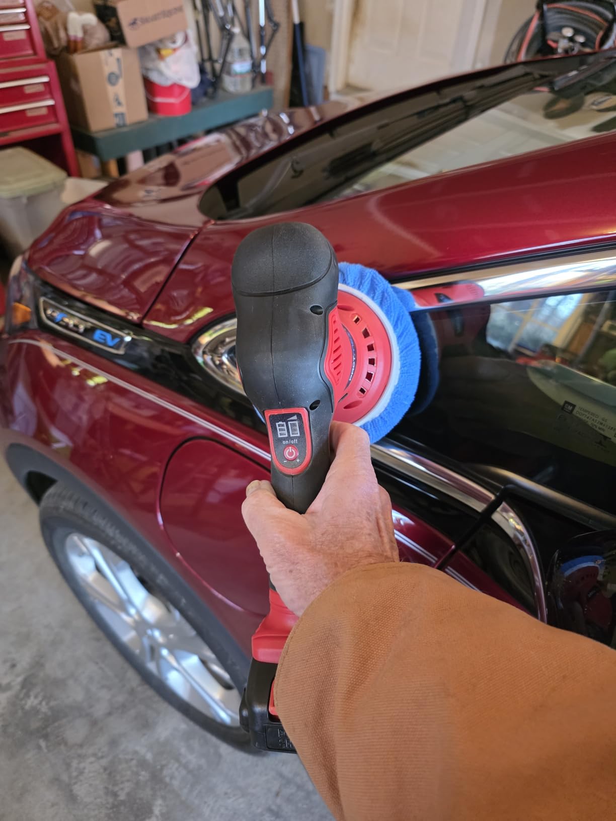 Protmex Cordless Car Buffer Polisher w/ 2x2000mAh 21V Batteries, Orange customer photo 1