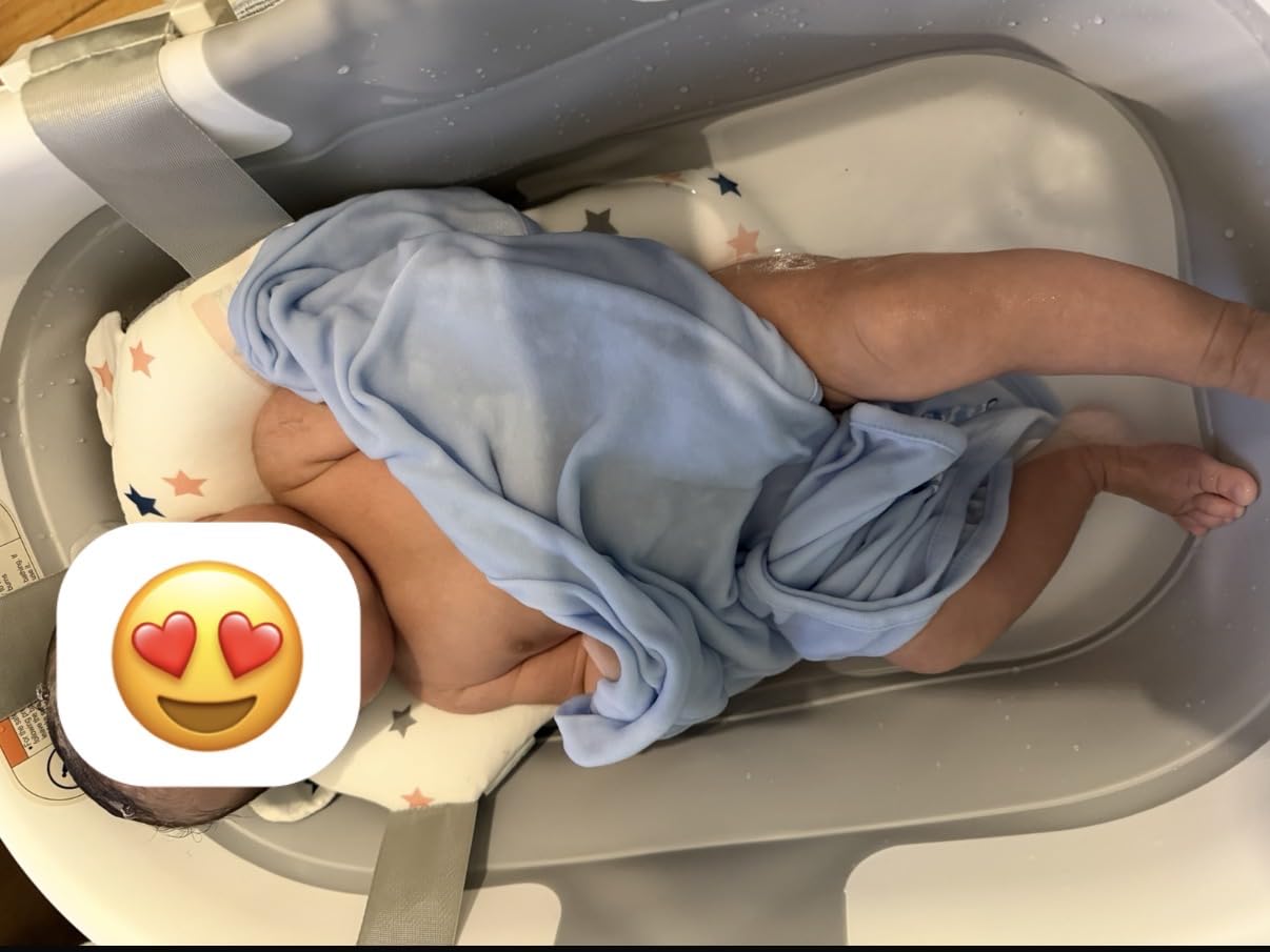 TPN Collapsible Baby Bathtub, Baby Bath Tub with Soft Cushion & Real-Time Thermometer, Baby Bathtub Infant to Toddler Tub (0-36 Months), Portable Newborn Travel Bath Tub customer photo 2