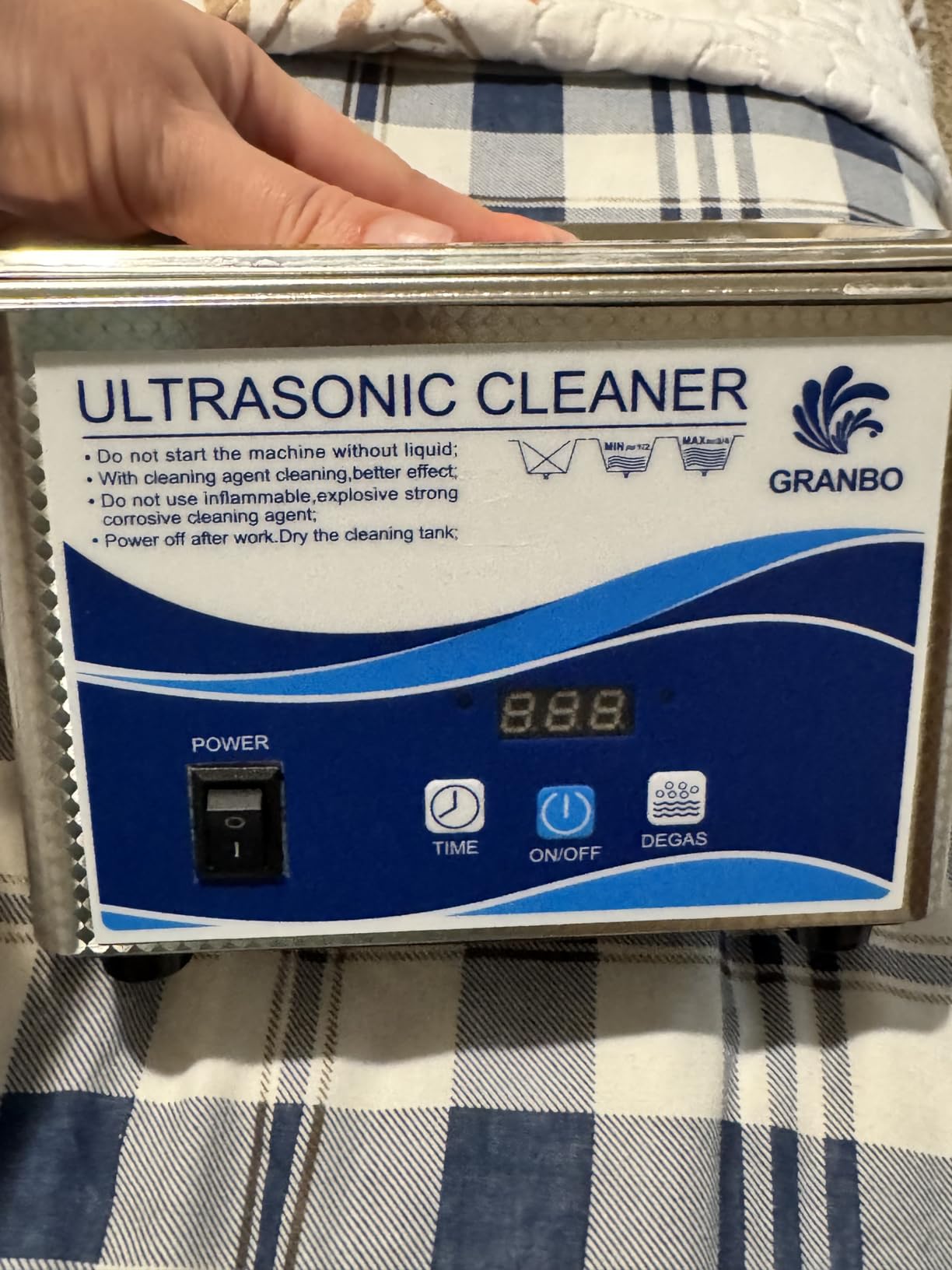 Granbo Ultrasonic Cleaner Machine 3.2L with Digital Heater Timer and Degas | 120W Professional Ultra Sonic Jewelry Cleaner Machine 110V 40KHz for Glasses Dental Watch Rings Small Parts Circuit Board customer photo 1